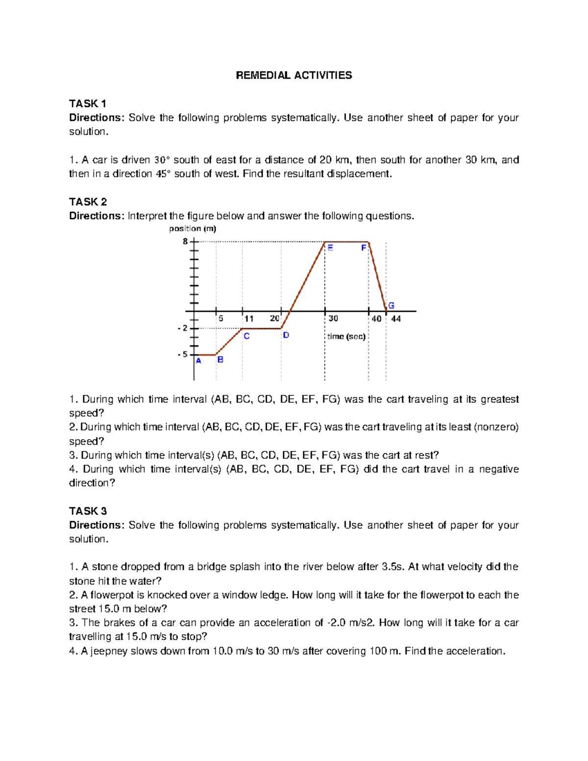 Remedial - Hdkdks - REMEDIAL ACTIVITIES TASK 1 Directions: Solve the ...