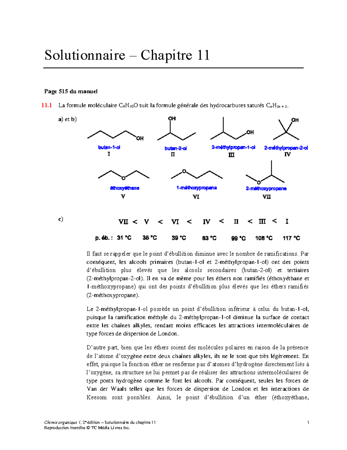 Chapitre 11 - Chimie Organique 1, 2e édition – Solutionnaire Du ...