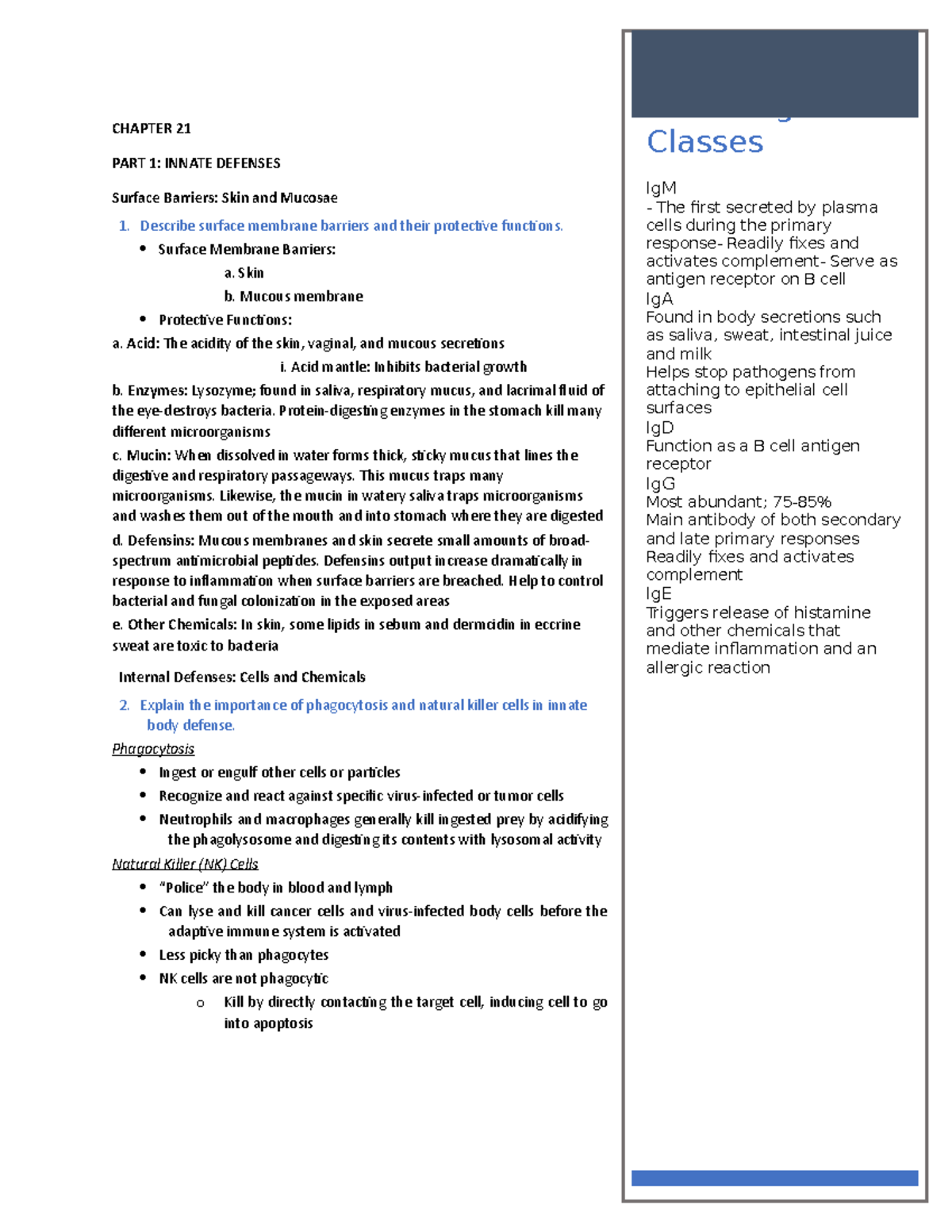 Chapter 21: Immune - CHAPTER 21 PART 1: INNATE DEFENSES Surface ...