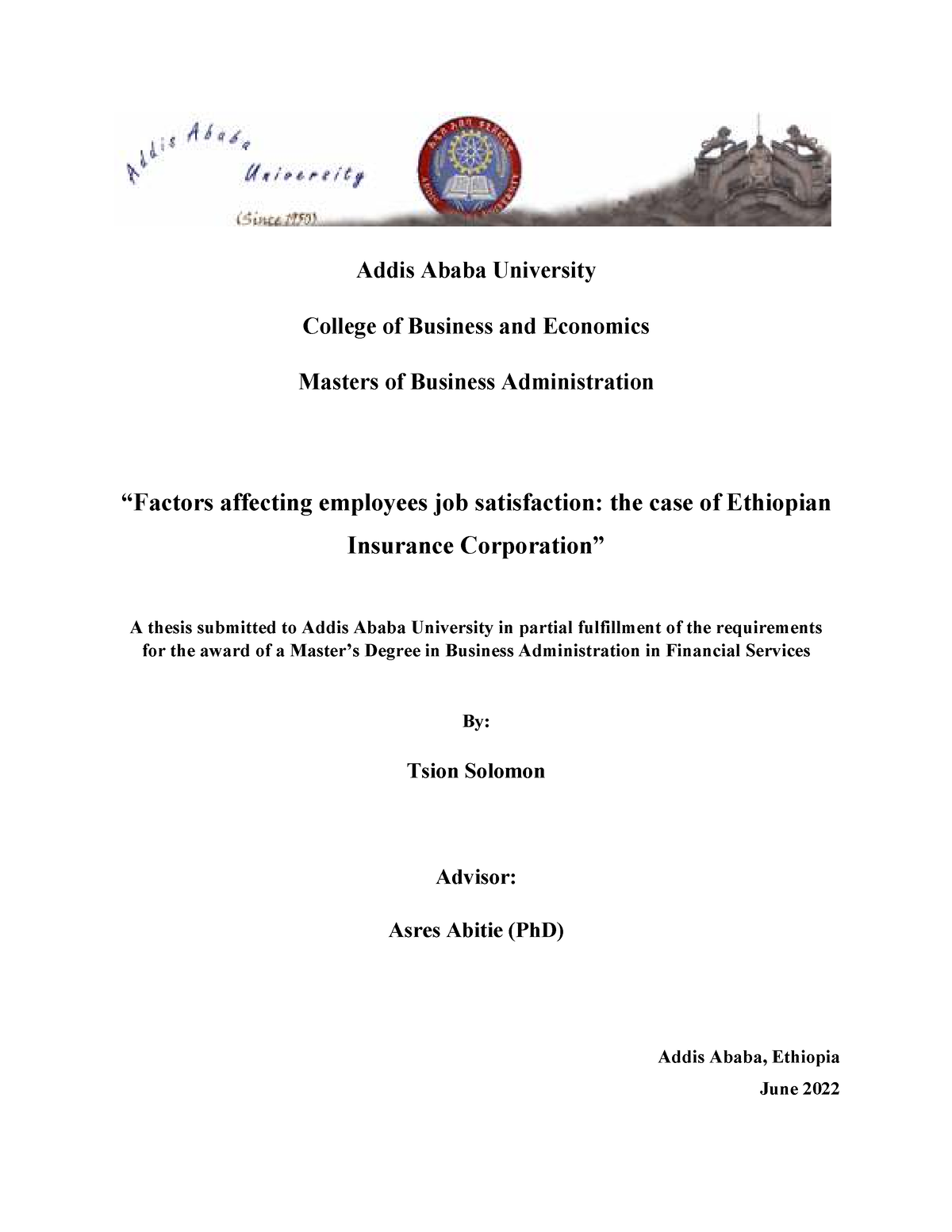 addis ababa university economics research paper pdf 2020