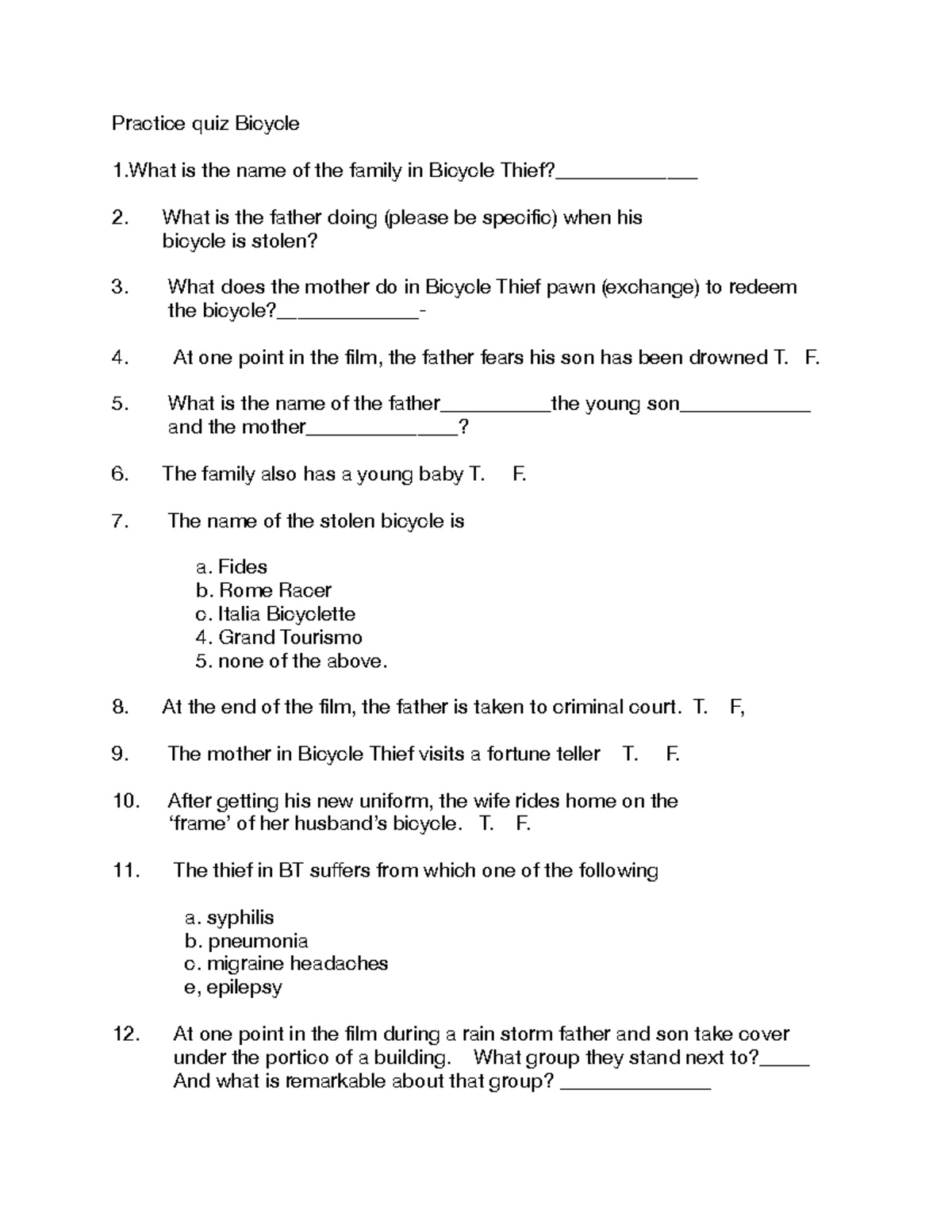 choose a bicycle quiz