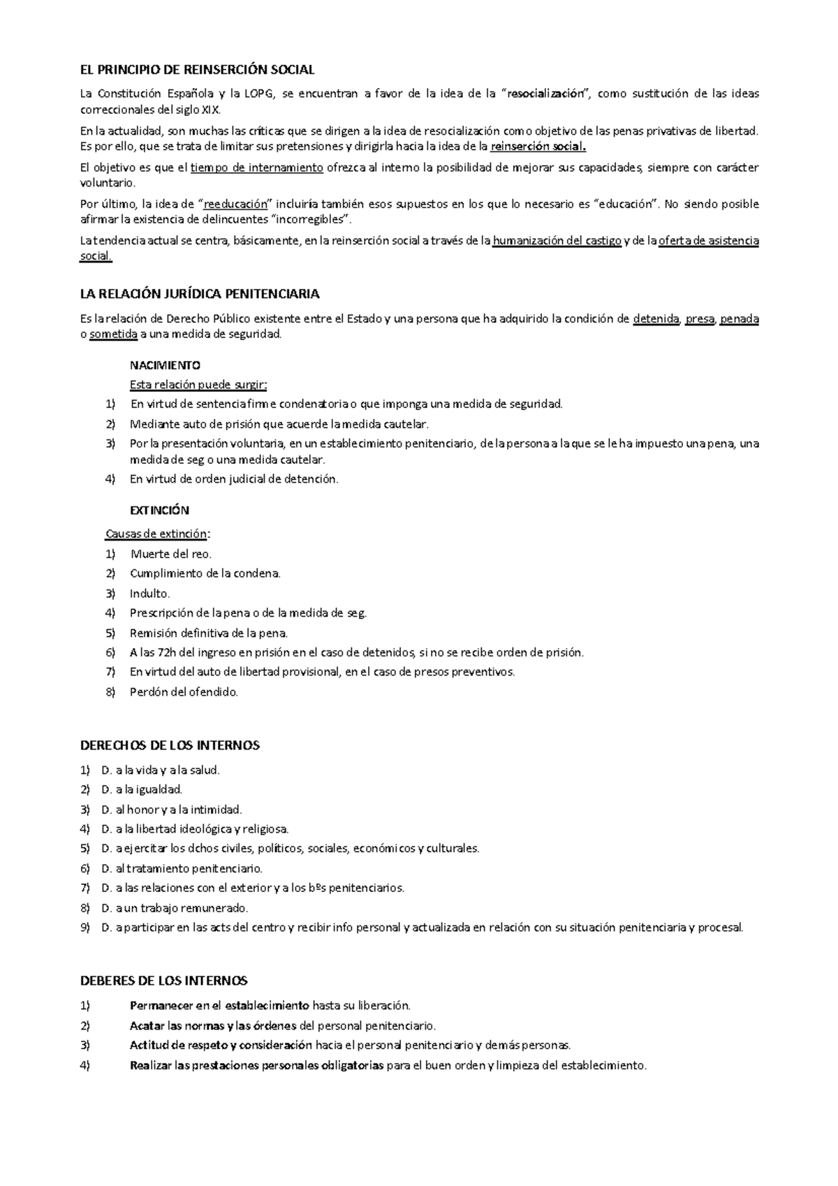TEMA 4 - apuntes del tema 4 - EL PRINCIPIO DE REINSERCIÓN SOCIAL La ...