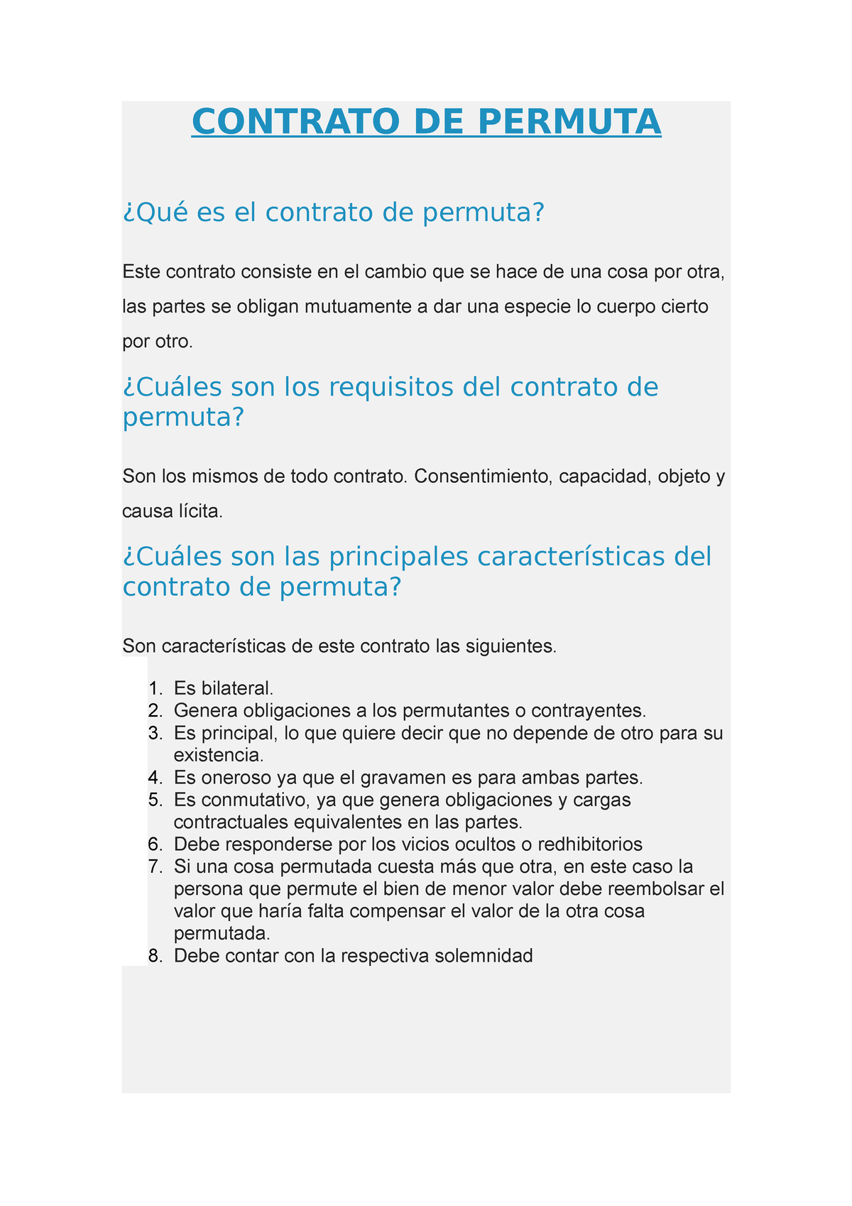 Contrato De Permuta Contrato De Permuta ¿qué Es El Contrato De Permuta Este Contrato Consiste 7507