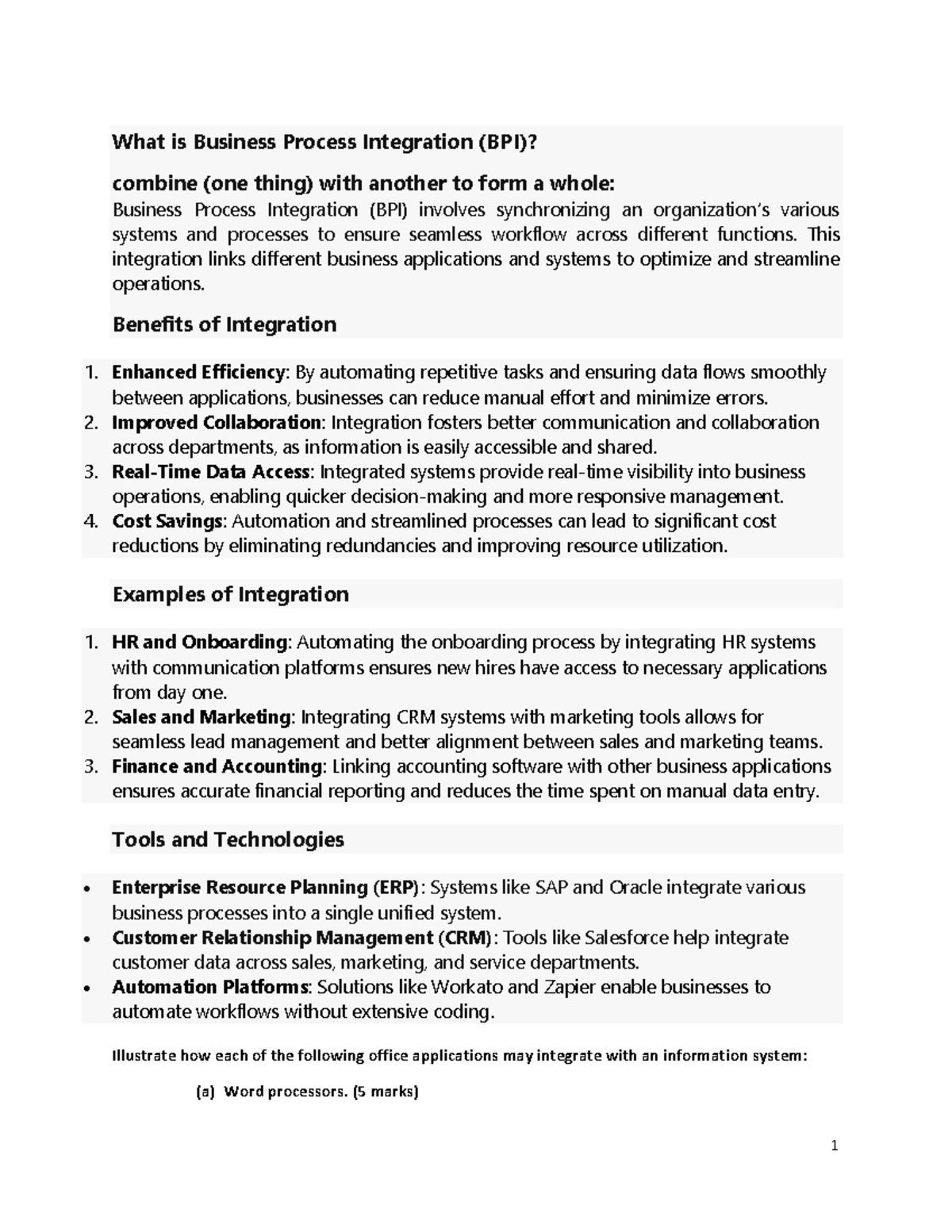 What is Business Process Integration - This integration links different ...