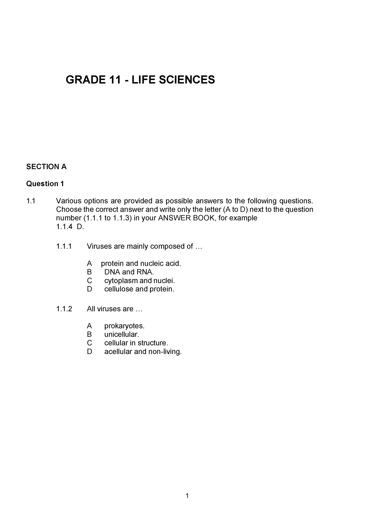 life science grade 11 june assignment