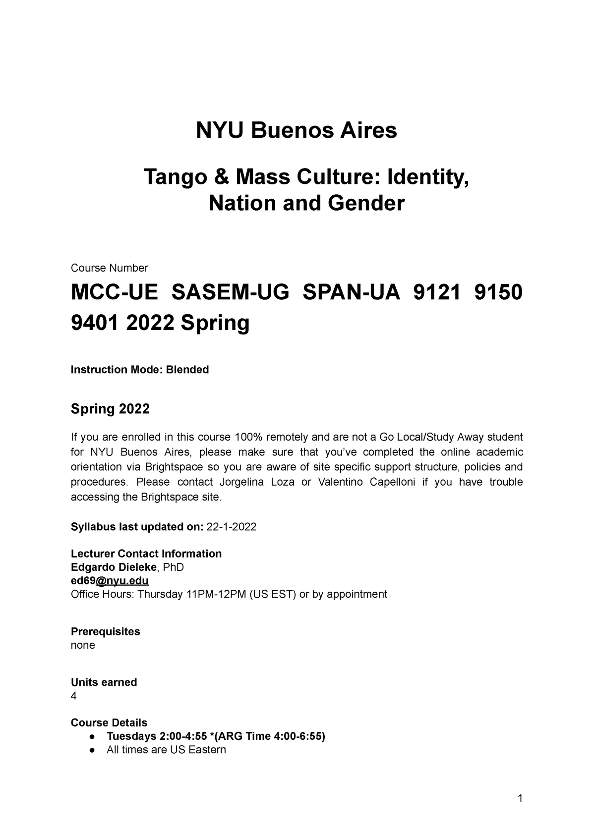 Nyuba Syl Site MCCUE SasemUG SPANUA 9121 9150 9401 2022 Spring NYU