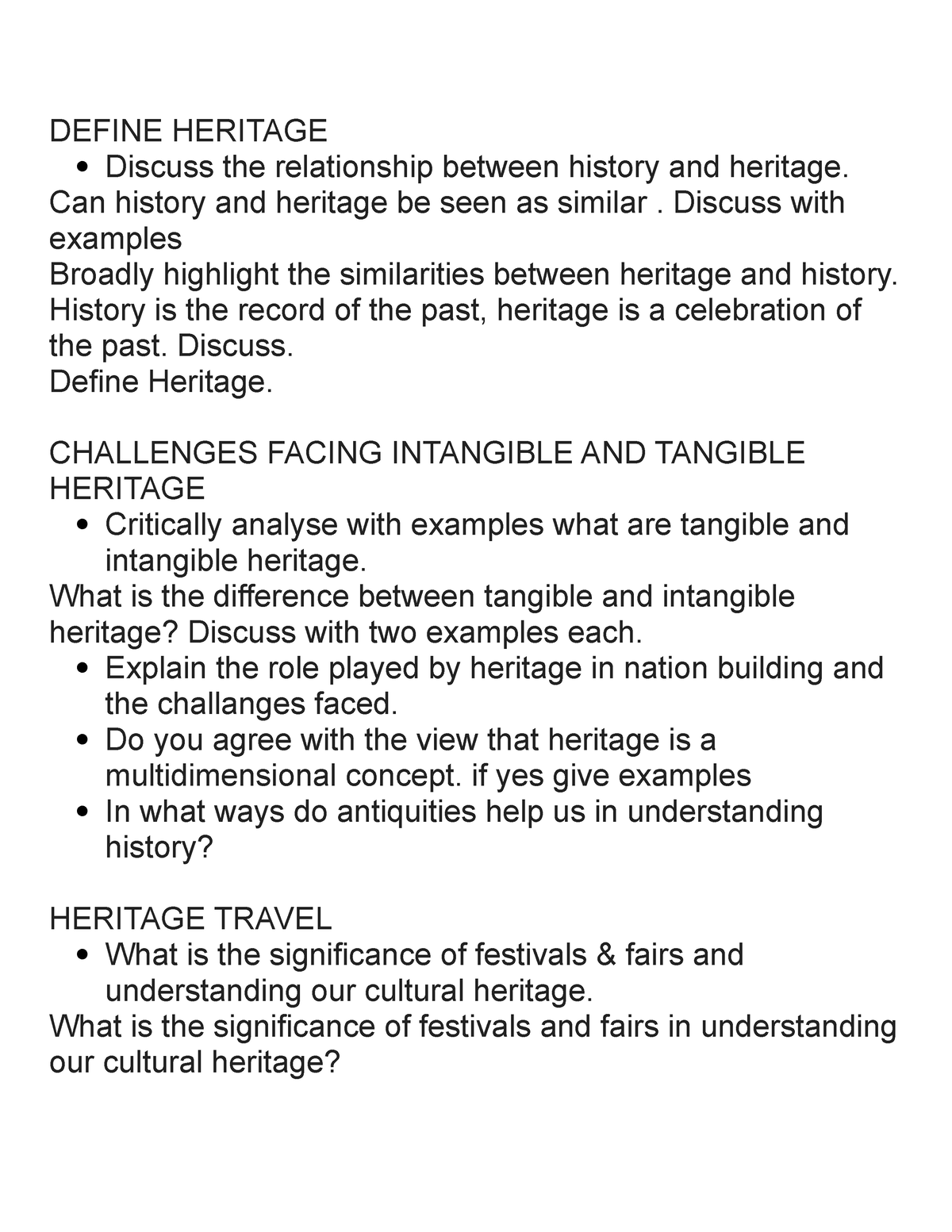 Understanding Heritage - DEFINE HERITAGE Discuss the relationship ...