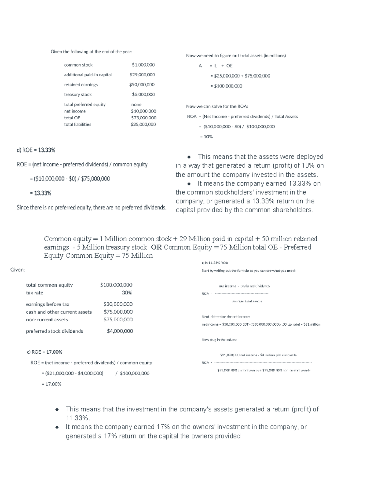Cheat sheet ROA and ROE - This means that the assets were deployed in a ...