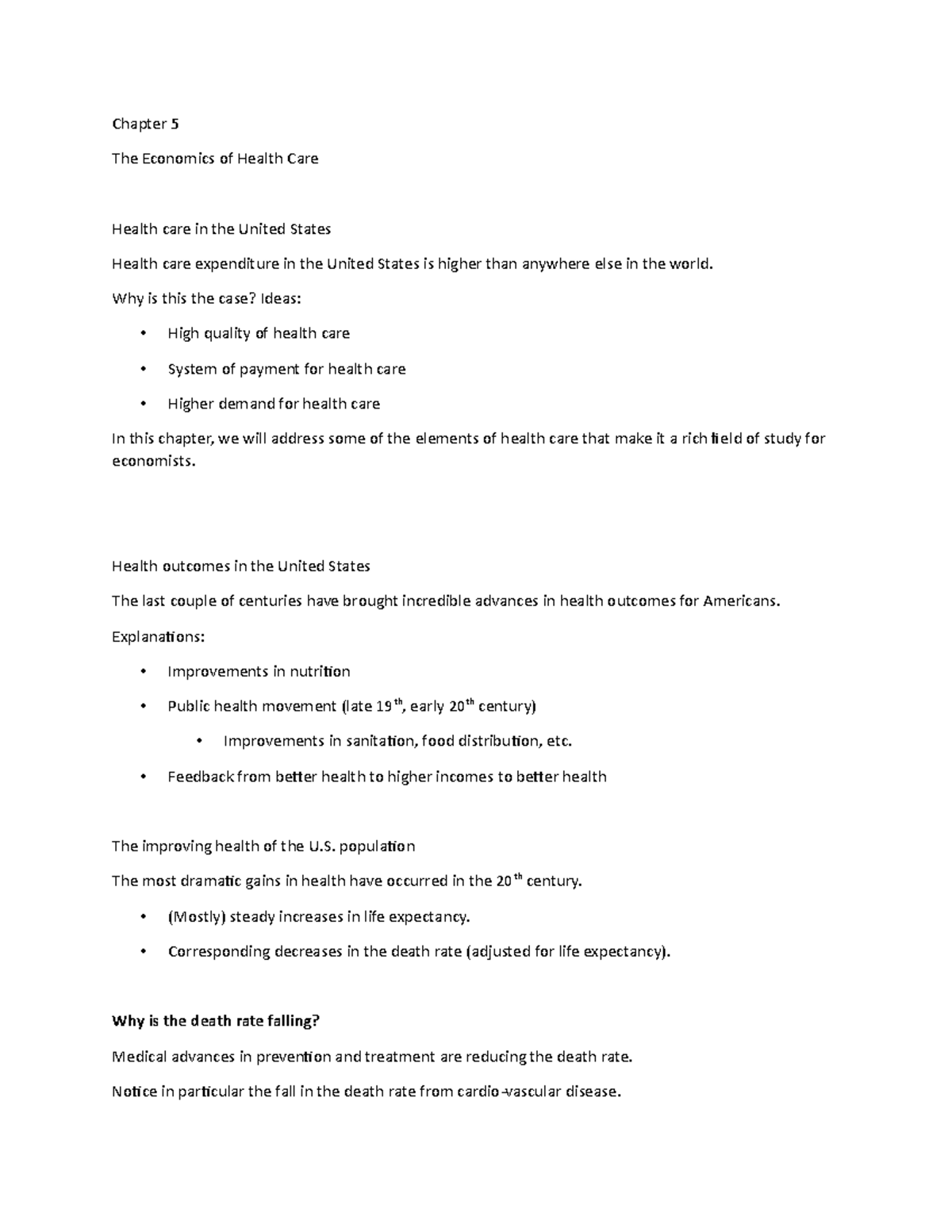 Chapter 5 Lecture Notes 1 - Chapter 5 The Economics of Health Care ...