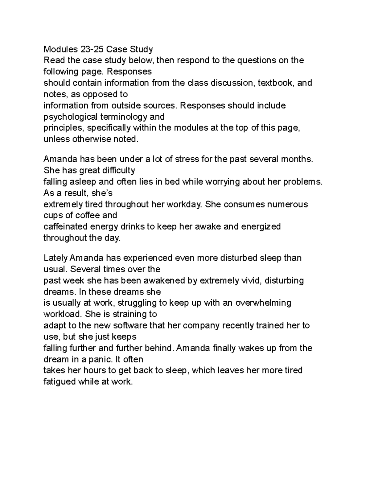Modules 23-25 - Mrs. Reynolds class - Modules 23-25 Case Study Read the ...