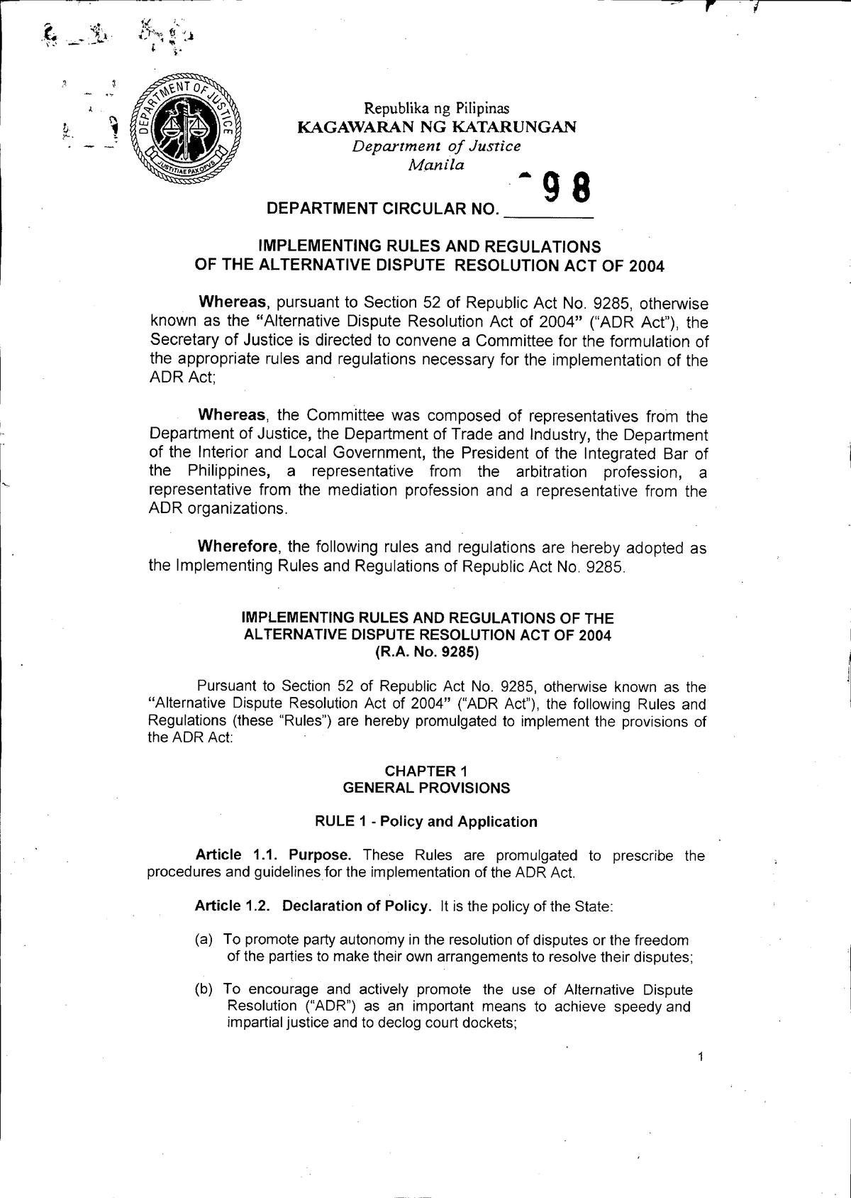 implementing-rules-and-regulation-of-adr-juris-doctor-studocu