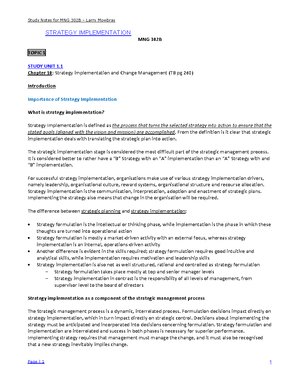 MNG3702 EXAM prep summaries - MNG3702 – STRATEGY IMPLEMENTATION ...