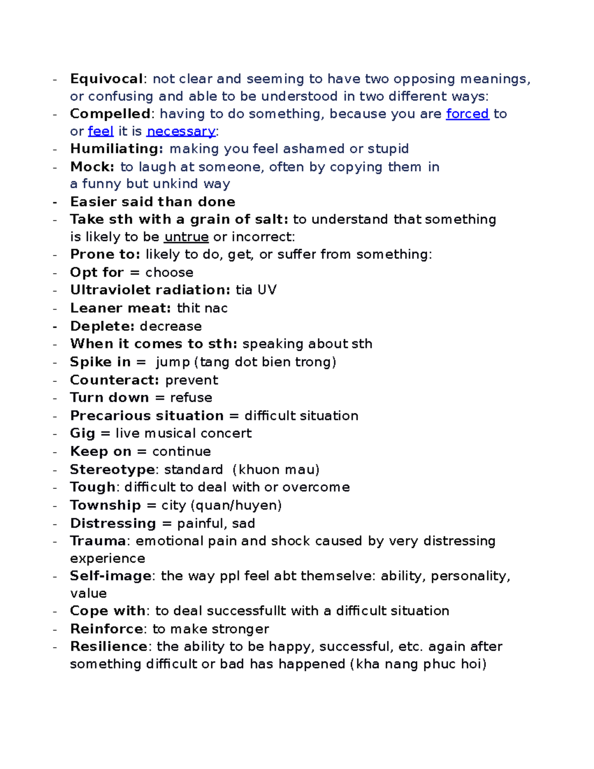 Vocab BBC Learning English Equivocal not clear and seeming to have