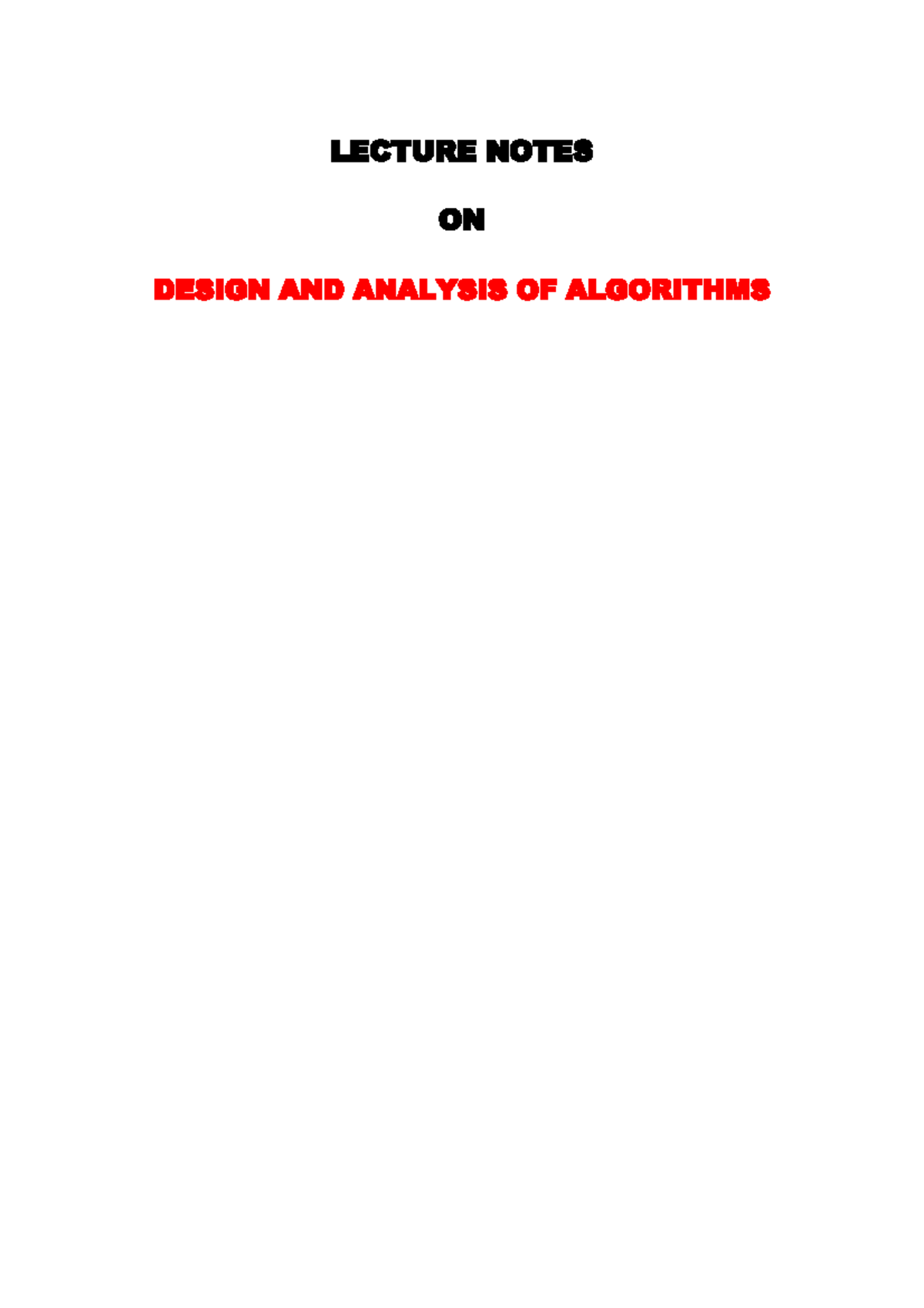 DAA notes - erh6 - LECTURE NOTES ON DESIGN AND ANALYSIS OF ALGORITHMS ...