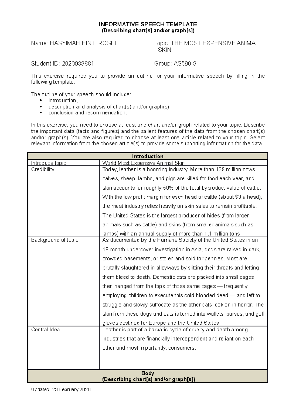 Elc590 Is Template (2002 20) Template Is - Informative Speech Template 