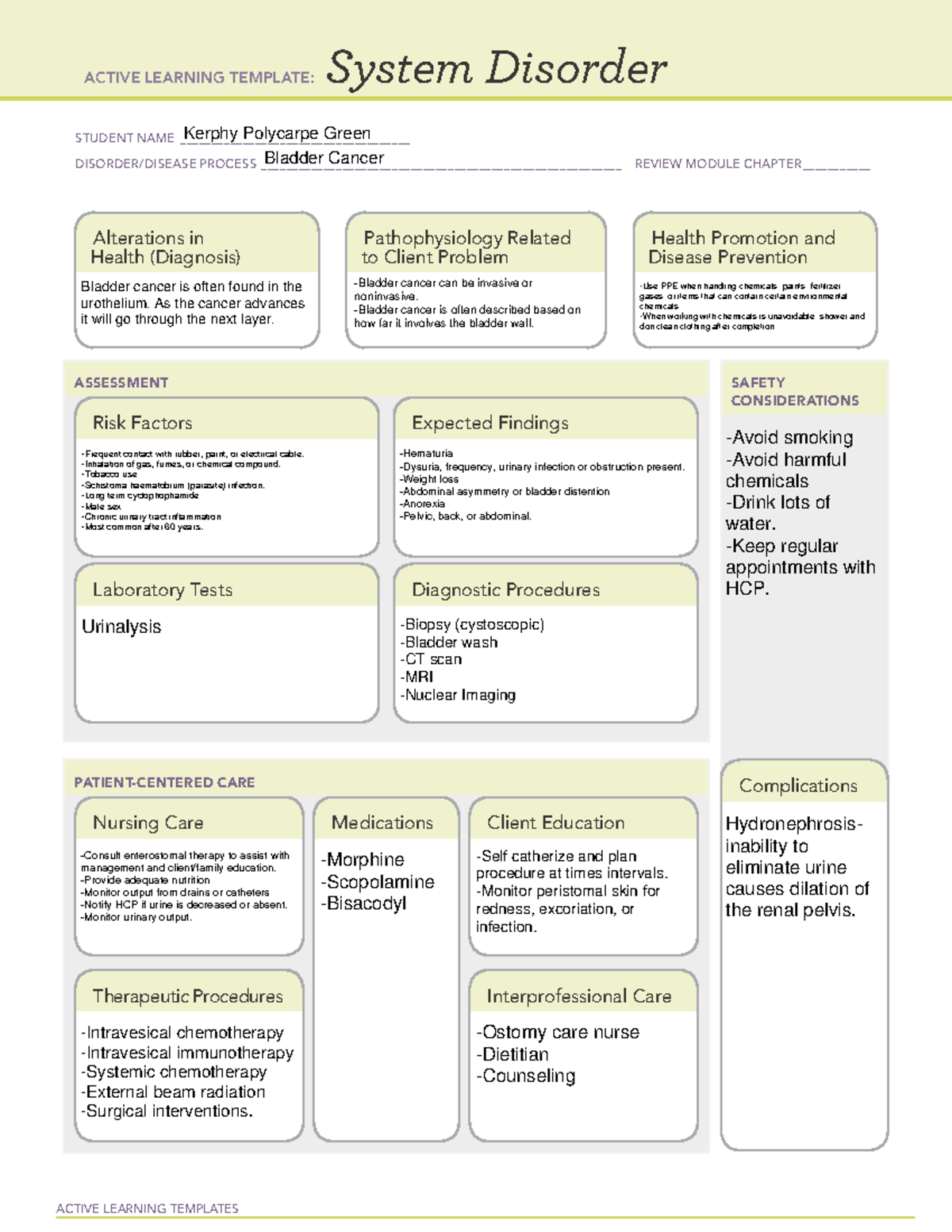 Bladder Cancer - Active learning template: System Disorder - ACTIVE ...