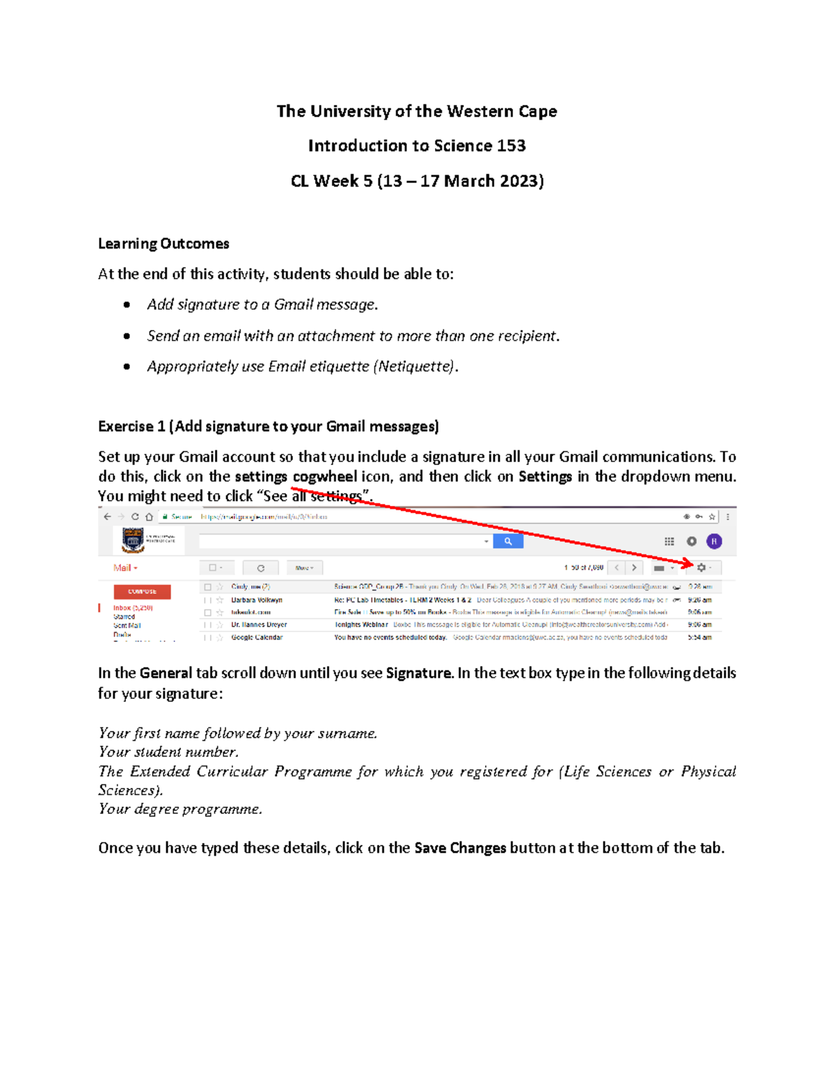CL+Week+5+ Gmail -1 - NOTES - The University of the Western Cape ...