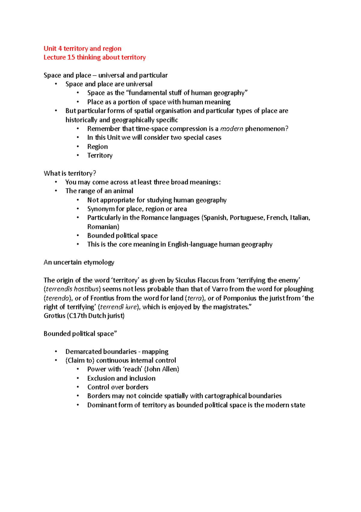 Unit 4 territory and region - Unit 4 territory and region Lecture 15 ...