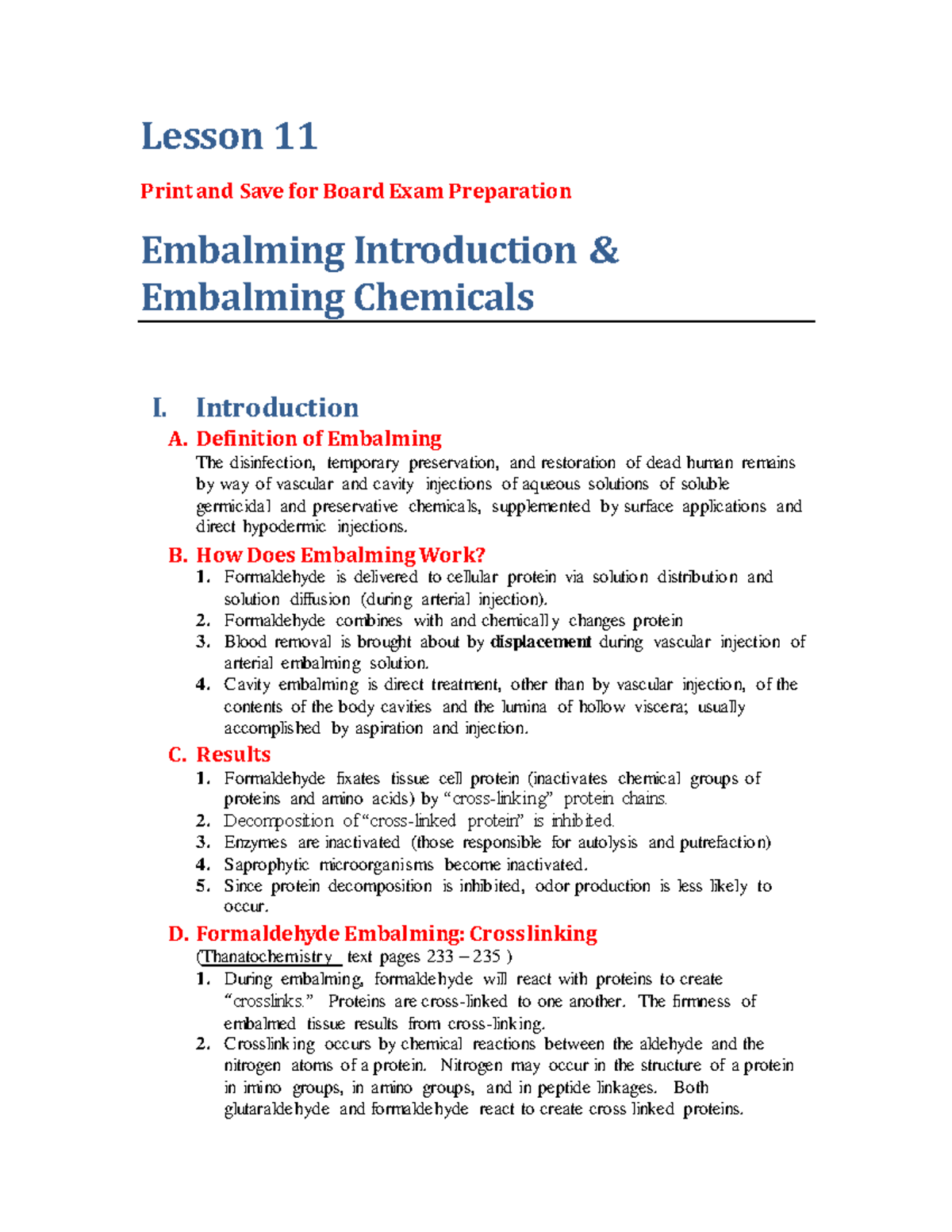 Lesson 11 Embalming Chemicals formatted Lesson 11 Print and Save for Board Exam Preparation