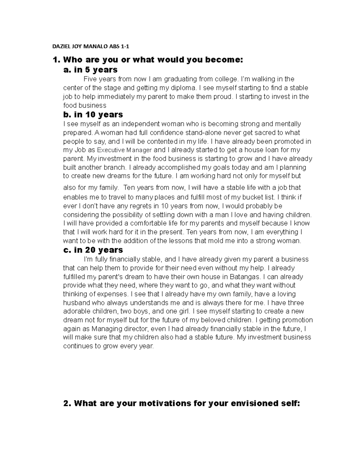 Assignment number 10- Future Self - DAZIEL JOY MANALO ABS 1- 1 are you ...