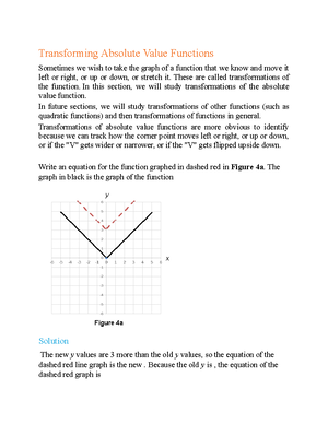 Transforming Absolute Value Functions - Transforming Absolute Value  Functions Sometimes we wish to - Studocu