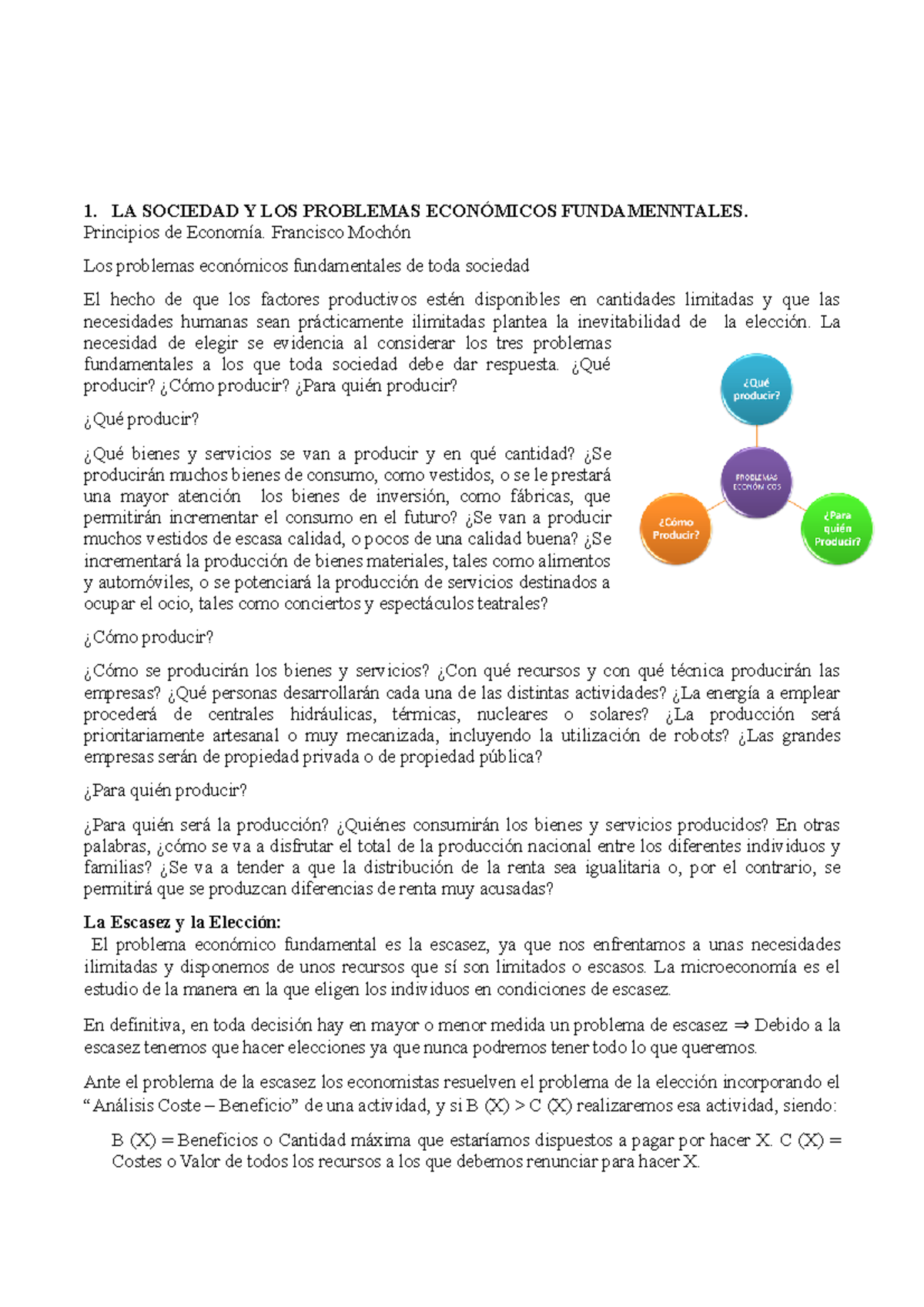 1. Pensamientos Economicos Economia - 1. LA SOCIEDAD Y LOS PROBLEMAS ...