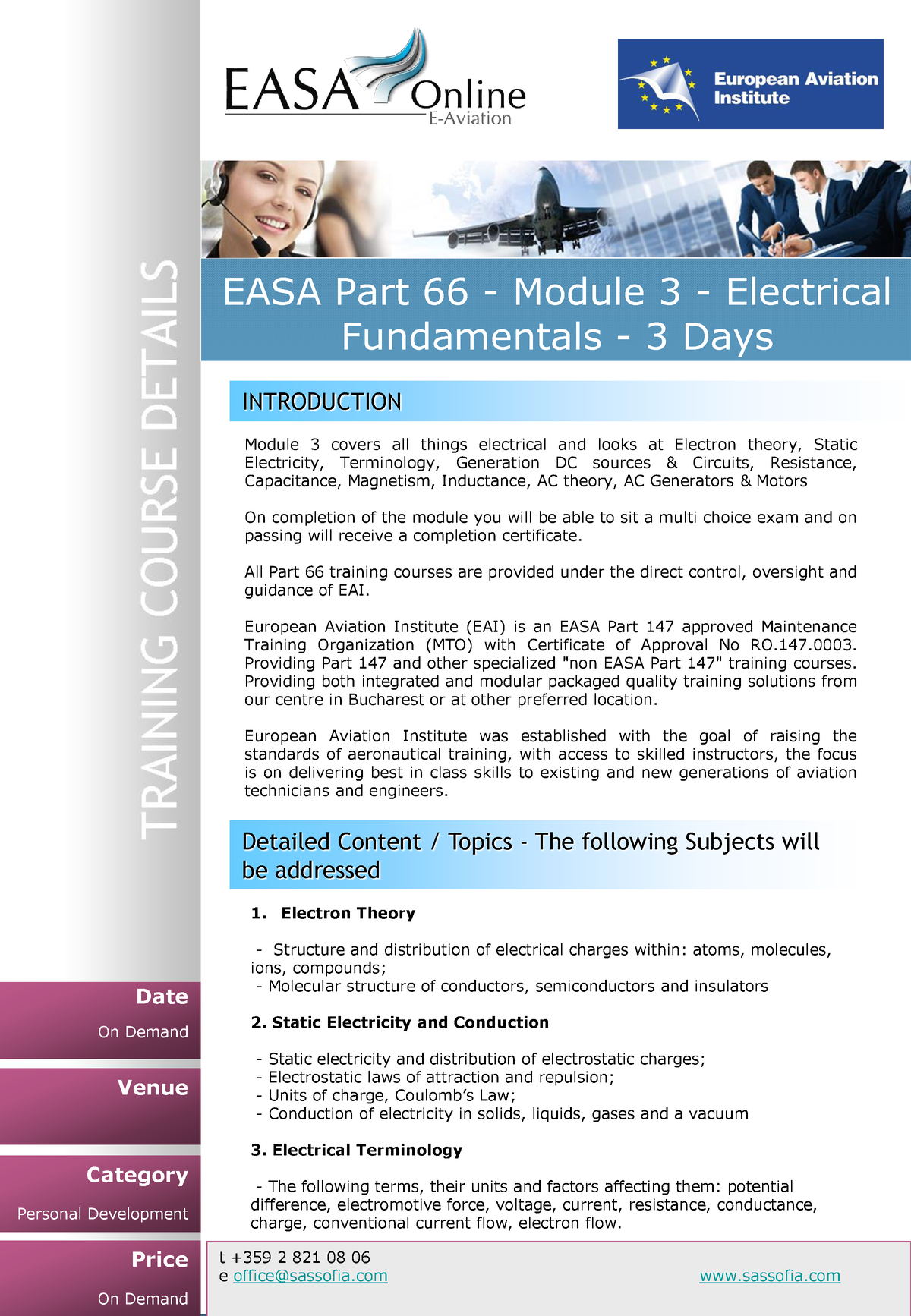 EASA Part 66 Module 3 Electrical Fundamentals 3 Days - Date On Demand ...