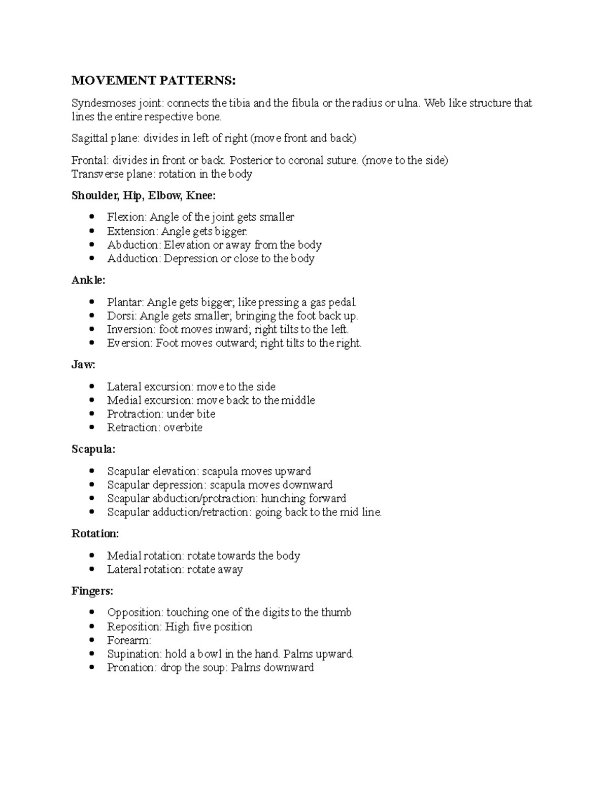 Legs, Pelvis, Joint and Movement Lecture - MOVEMENT PATTERNS ...
