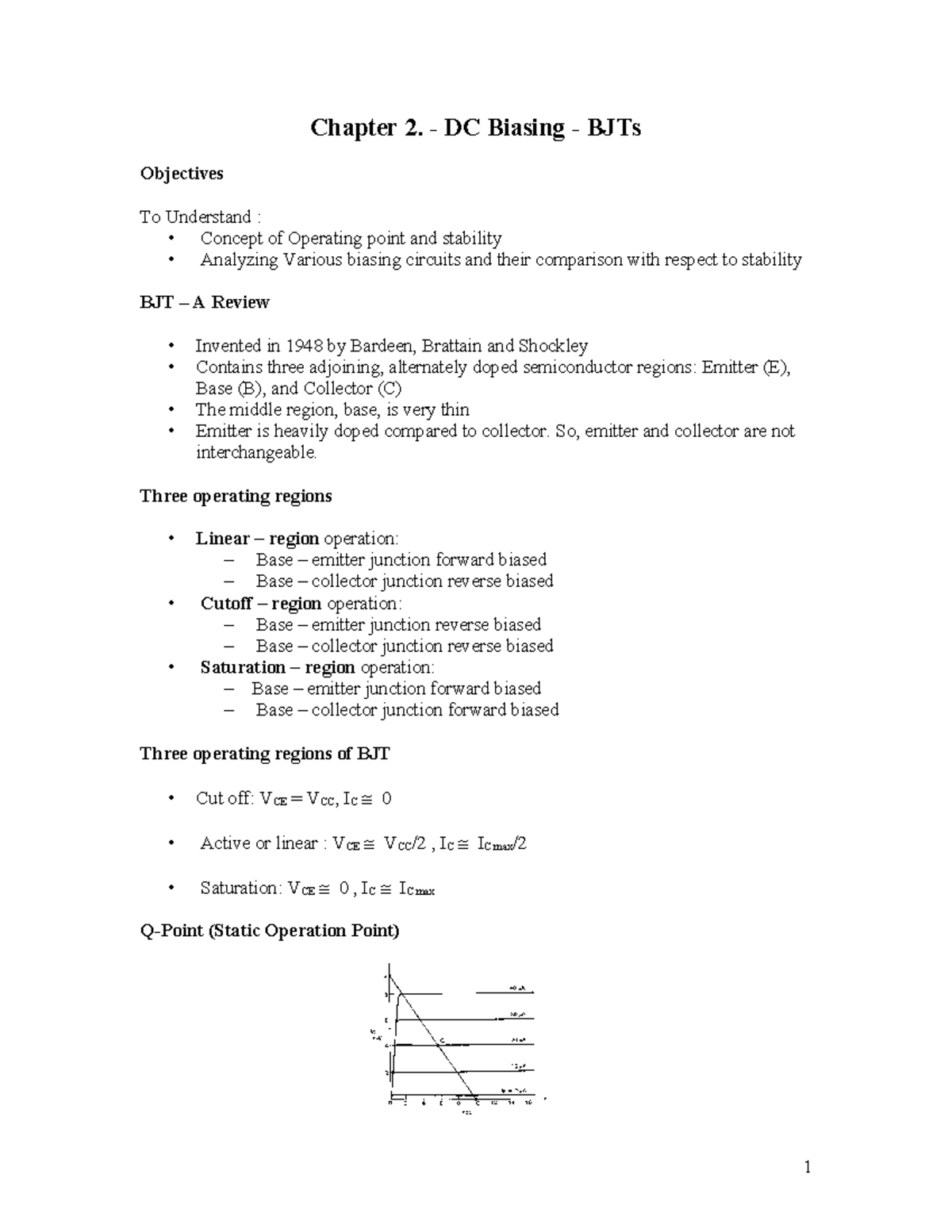 62315607 Chapter 2 DC Biasing BJTs Chapter 2. DC Biasing BJTs
