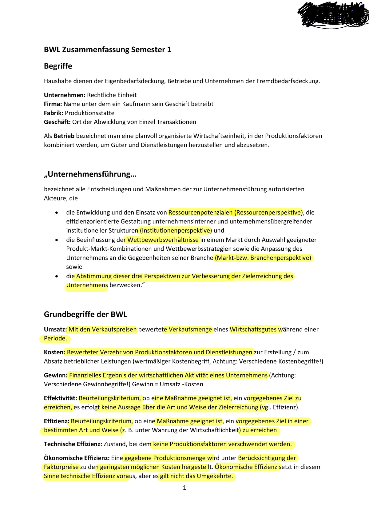 BWLZusammenfassung - Zusammenfassung Grundlagen Der ...