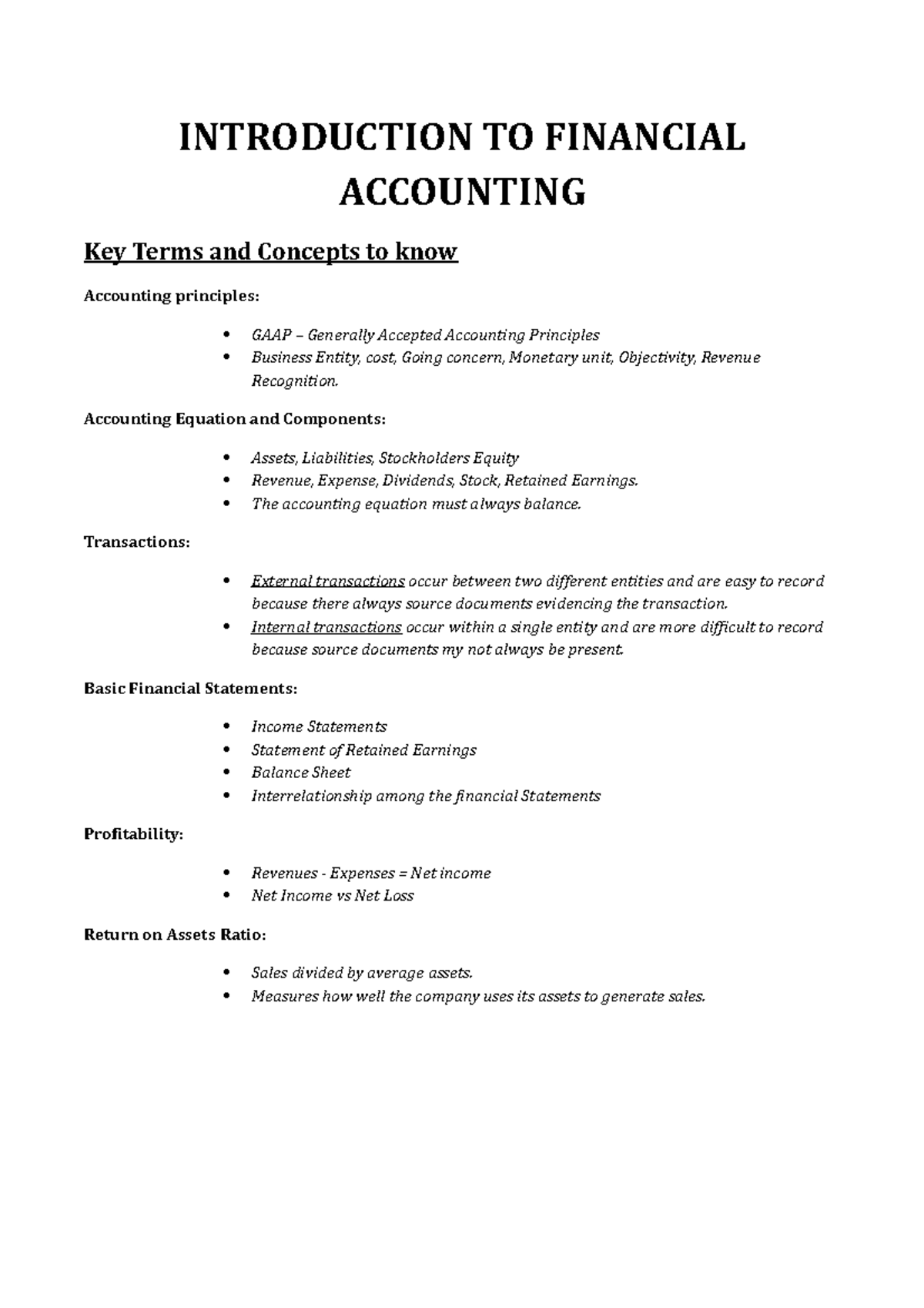 Introduction TO Financial Accounting INTRODUCTION TO FINANCIAL