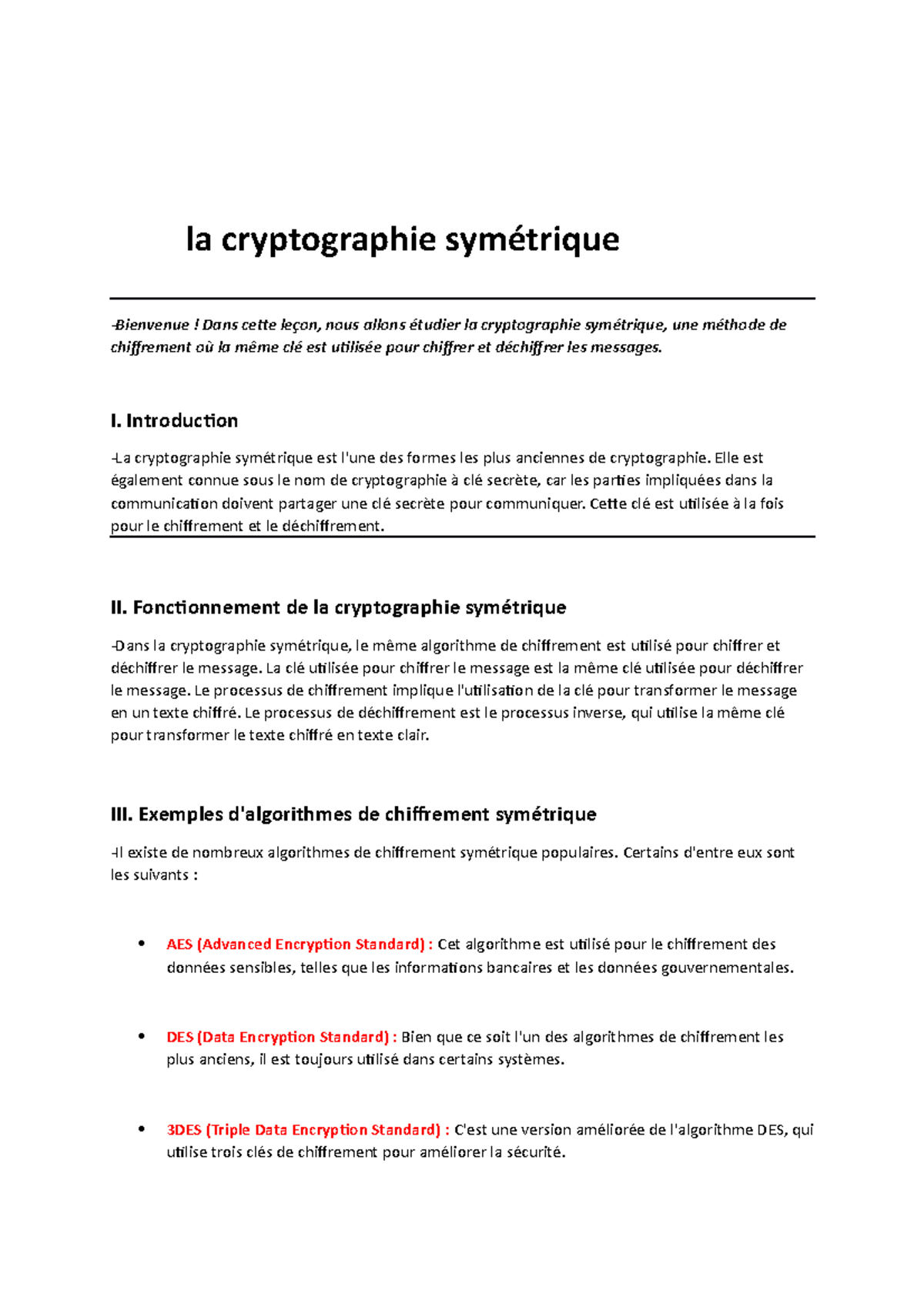 La cryptographie symétrique - la cryptographie symétrique Bienvenue ...
