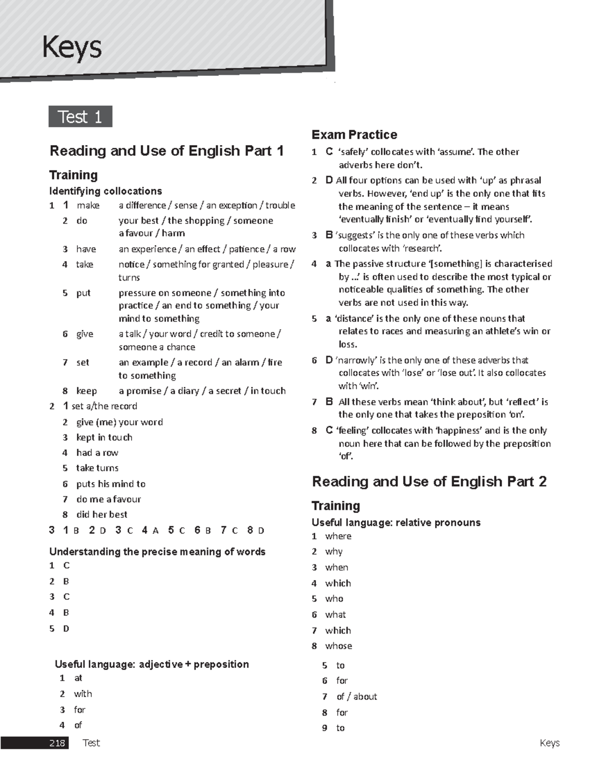 C1 advanced trainer 2 answer keyspdf 2 Keys Test 1 Reading And Use Of 