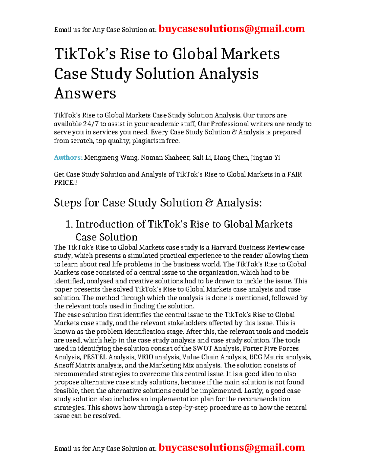 Case Solution TikTok’s Rise to Global Markets - TikTok’s Rise to Global ...