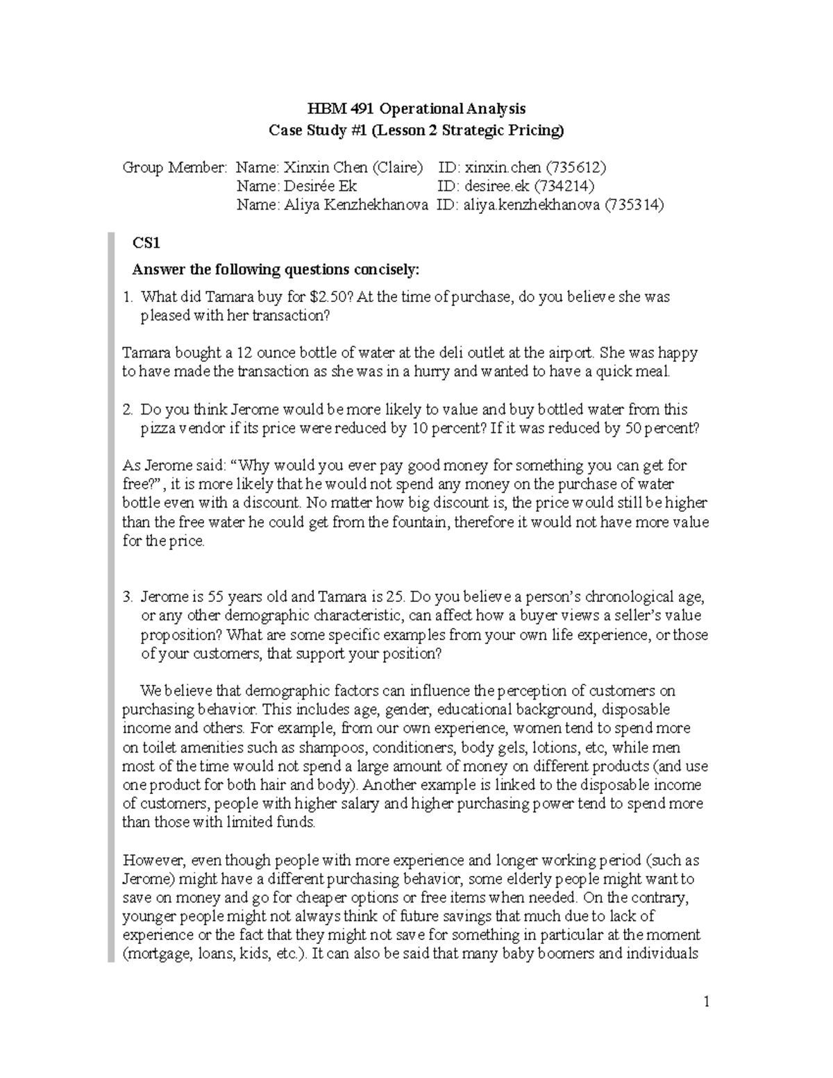 Operational Analysis - Case Study 1 - Lesson 2 - HBM 491 Operational ...