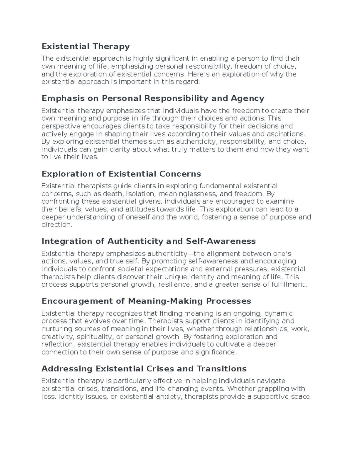 Document - Existelntialsm - Existential Therapy The existential ...