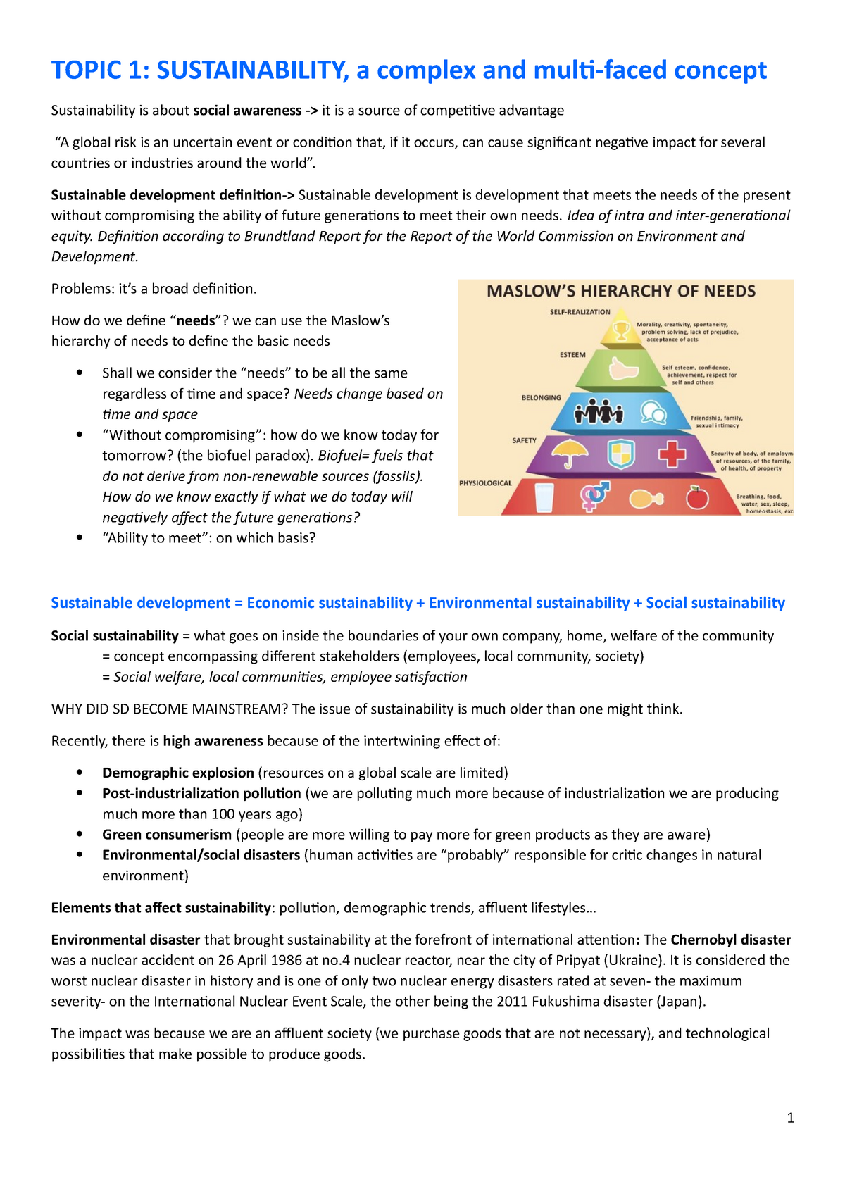 Marketing Summary 2020/2021 - TOPIC 1: SUSTAINABILITY, A Complex And ...