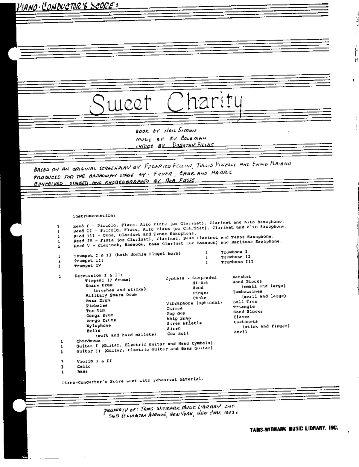 Sweet Charity Score - Studocu