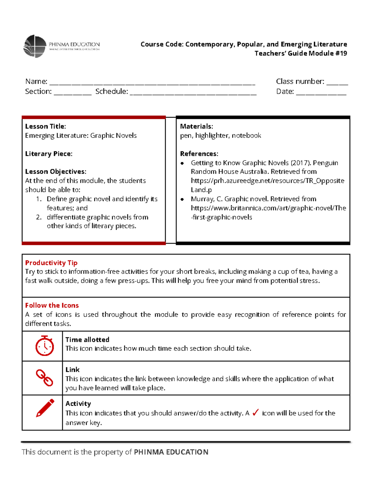 ENG 162 - Module 19 - Teachers’ Guide Module # Name: - Studocu
