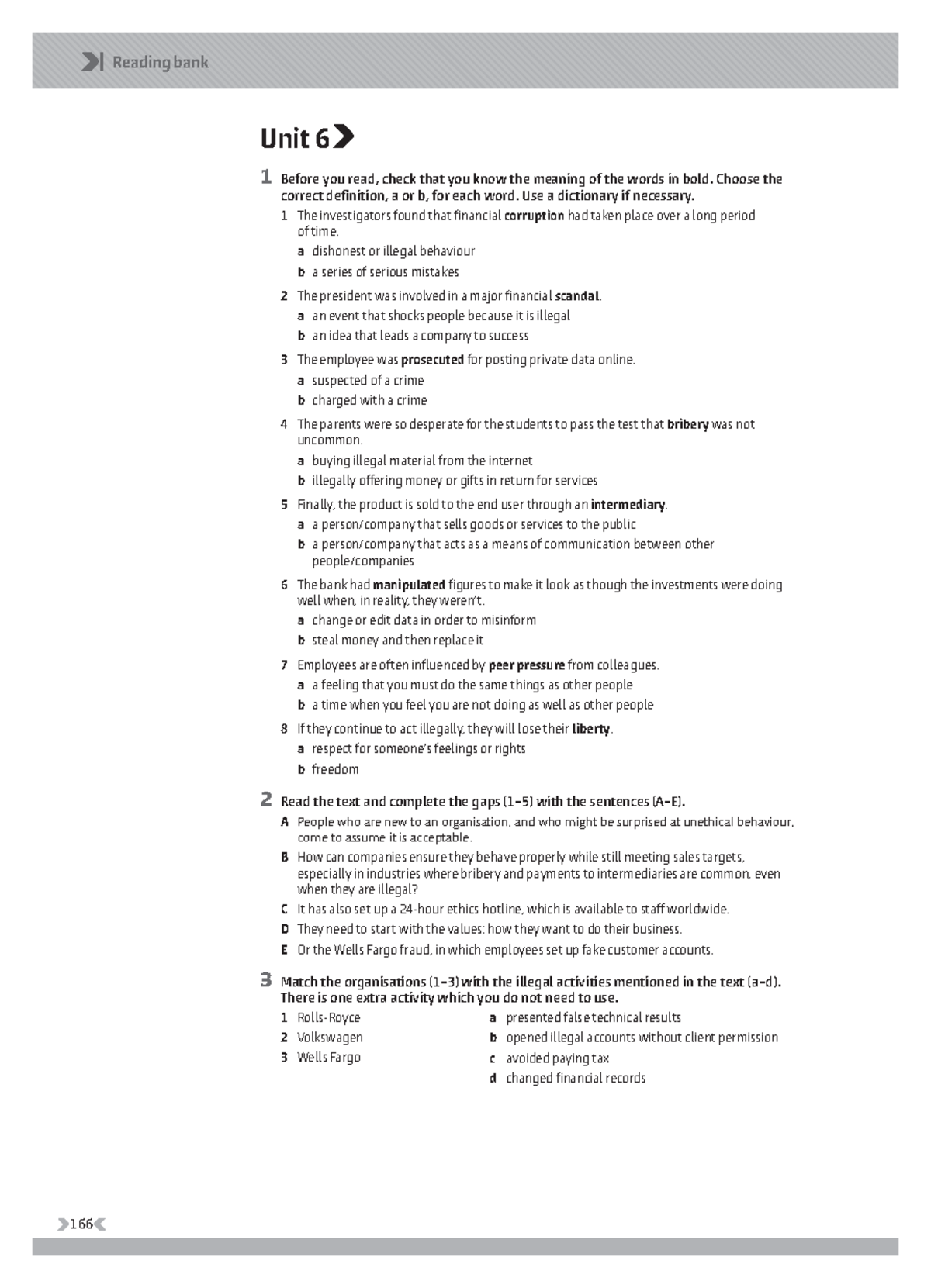 Reading Unit 6 - 166 Reading bank Unit 6 1 Before you read, check that ...
