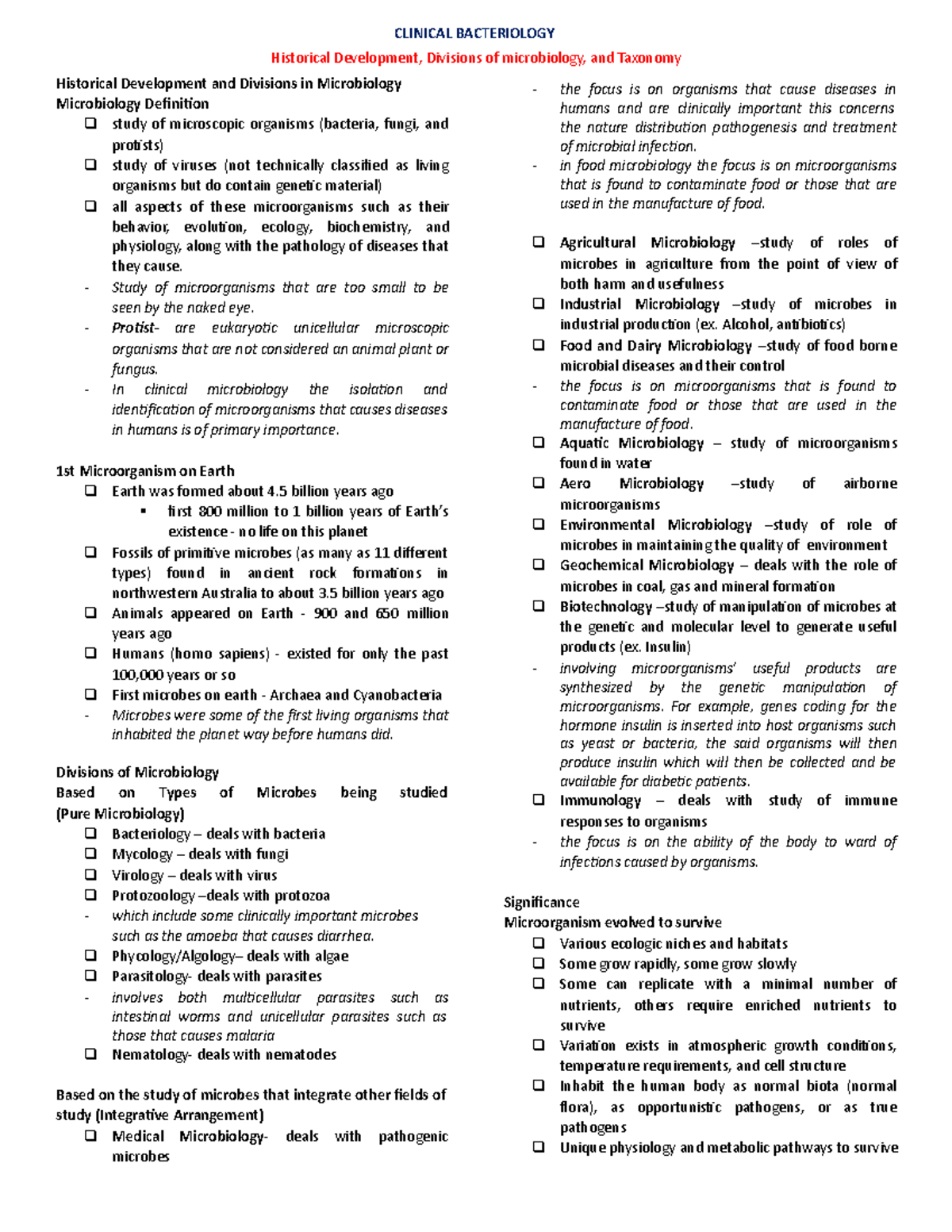 Clinical Bacteriology Notes - CLINICAL BACTERIOLOGY Historical ...