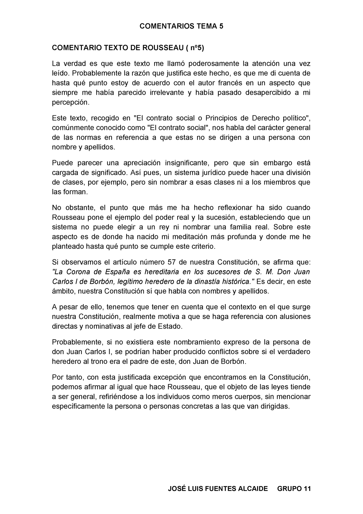 Comentario De Texto Rousseau