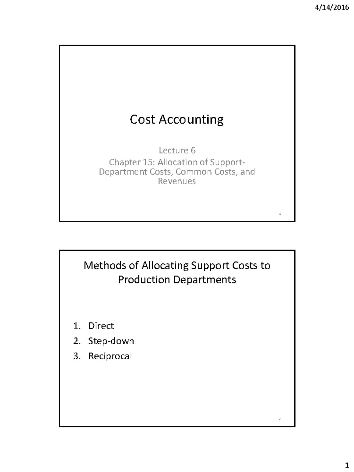 Cost Accounting Lecture 6 Cost Accounting Lecture 6 Chapter 15