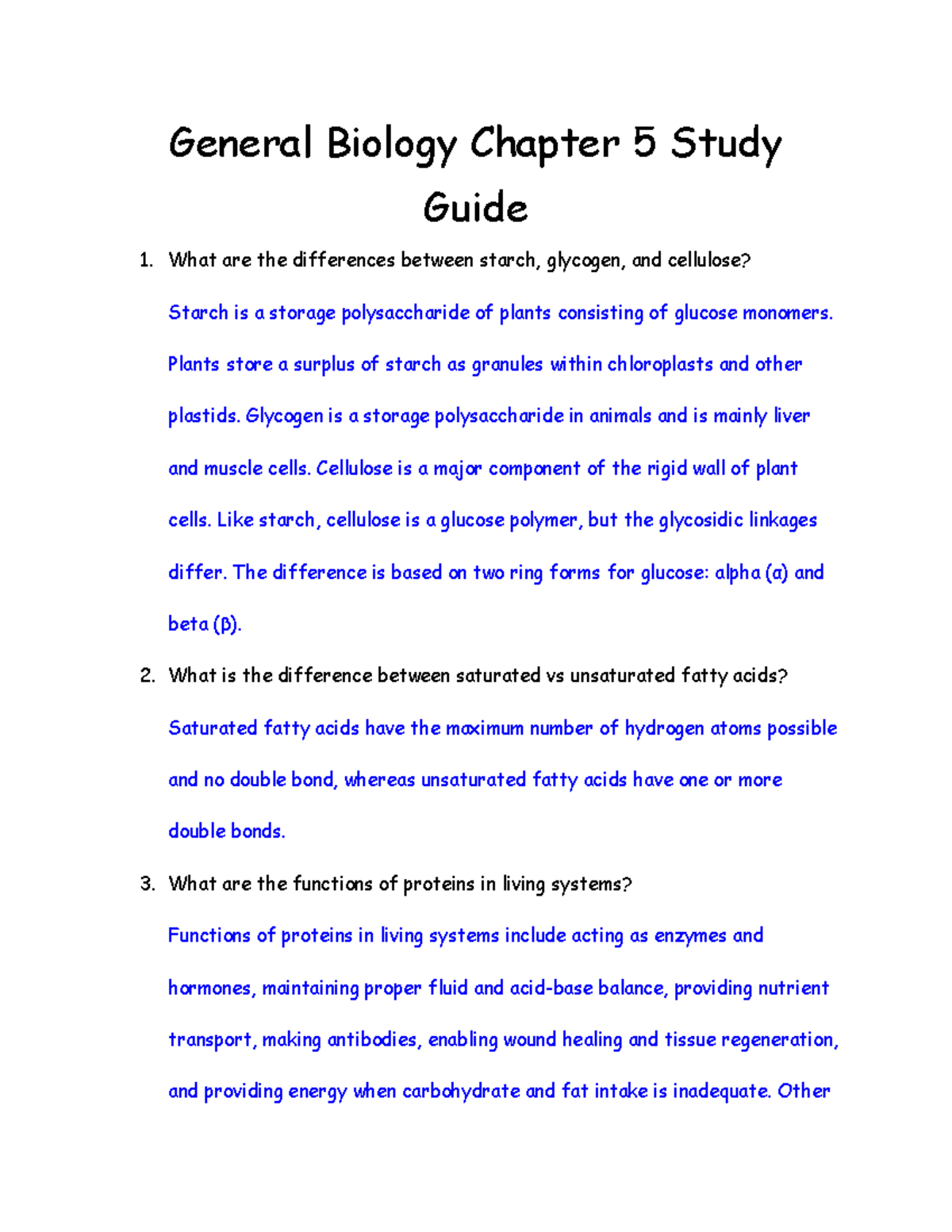 General Biology Chapter 5 Study Guide - General Biology Chapter 5 Study ...