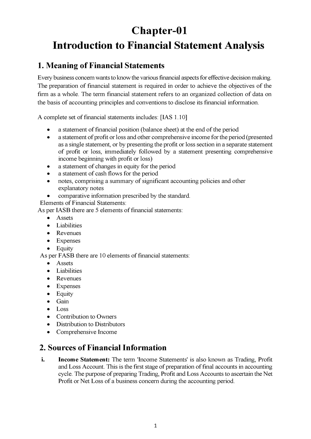 Ch-01 - Lecture Sheet - Chapter- Introduction To Financial Statement ...