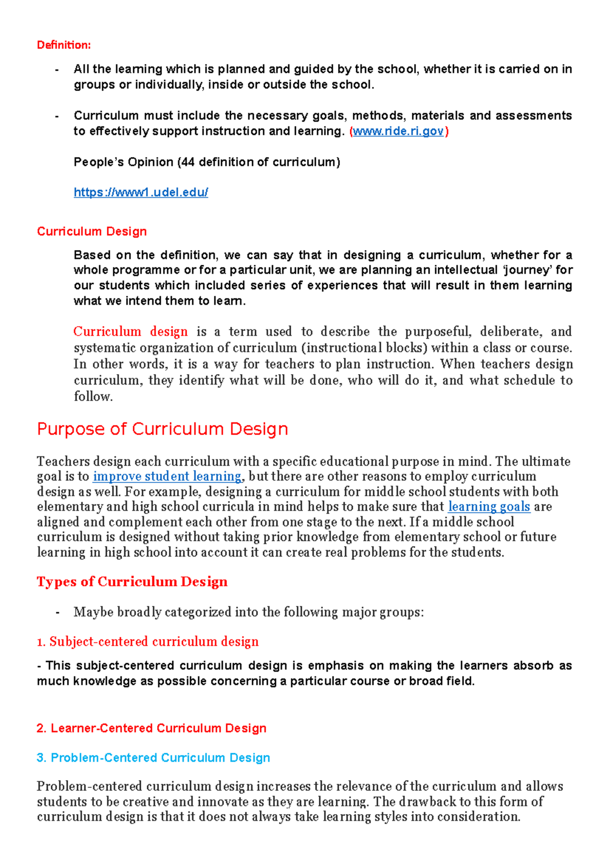 Notes Edu213 - Definition: All the learning which is planned and guided ...