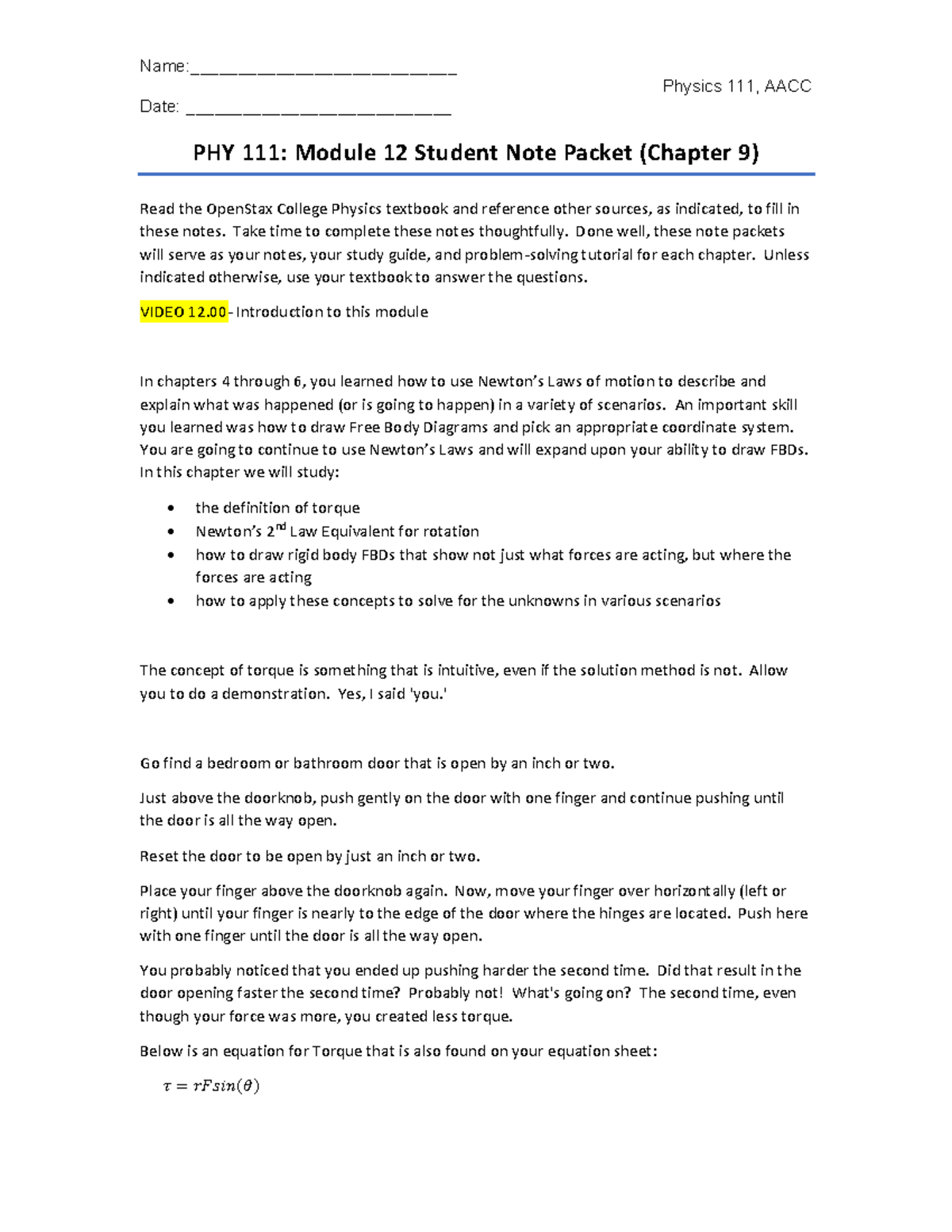 Module+12+Student+Note+Packet-+Chapter+9+Torque+and+Rotational ...