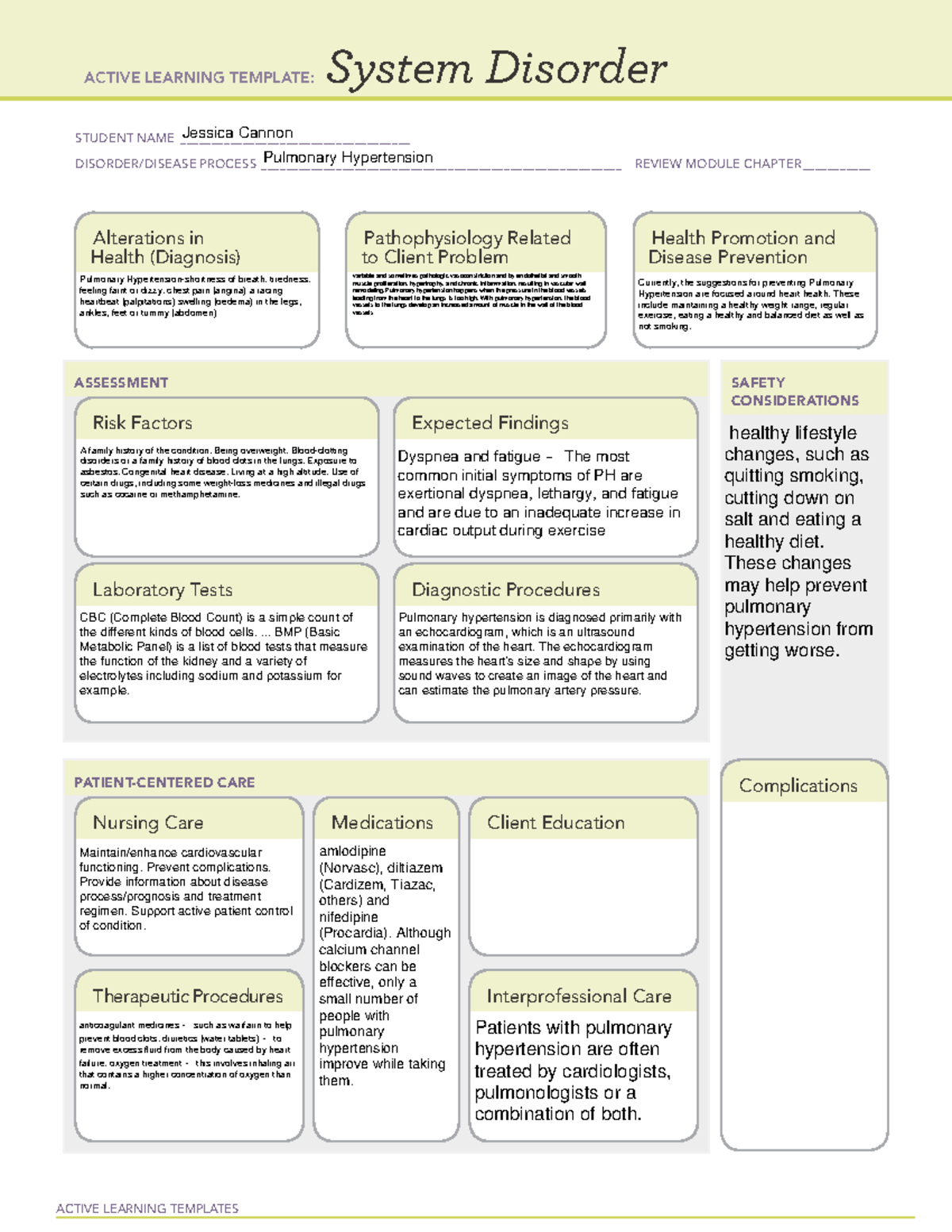 Pulmonary-Hypertension-System Disorder form for Concept Map - ACTIVE ...