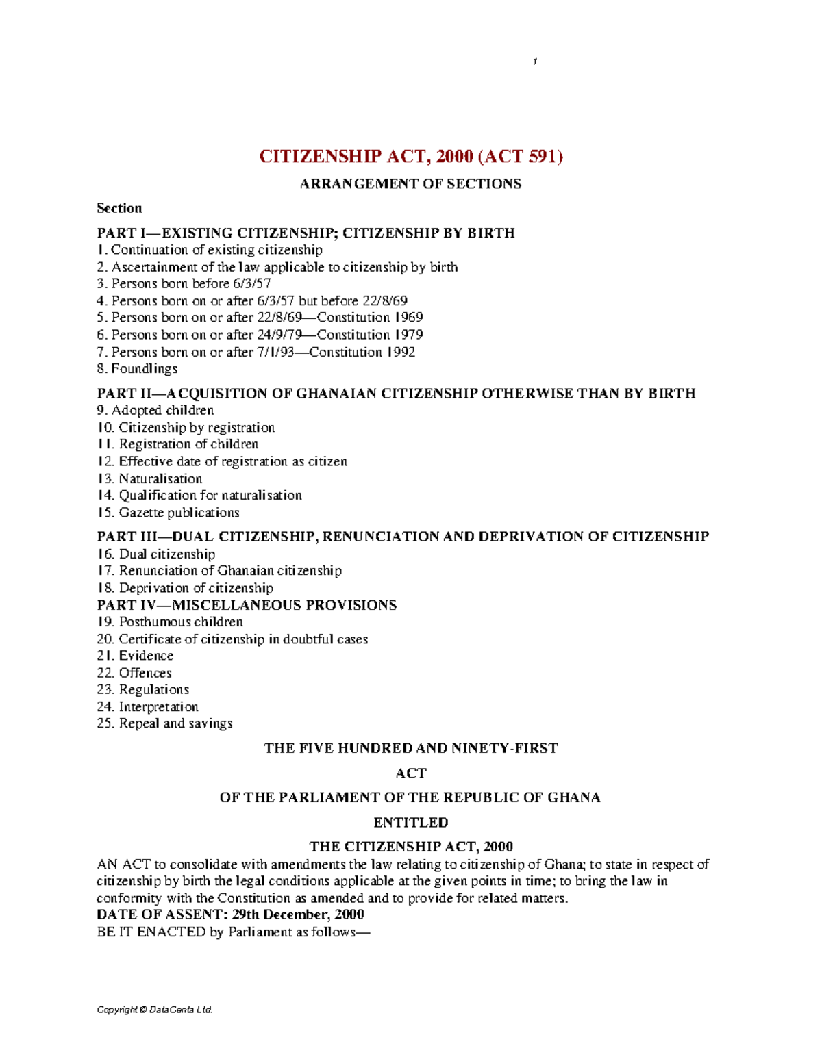 Citizenship act - Notes on constitutional law - CITIZENSHIP ACT, 2000 ...