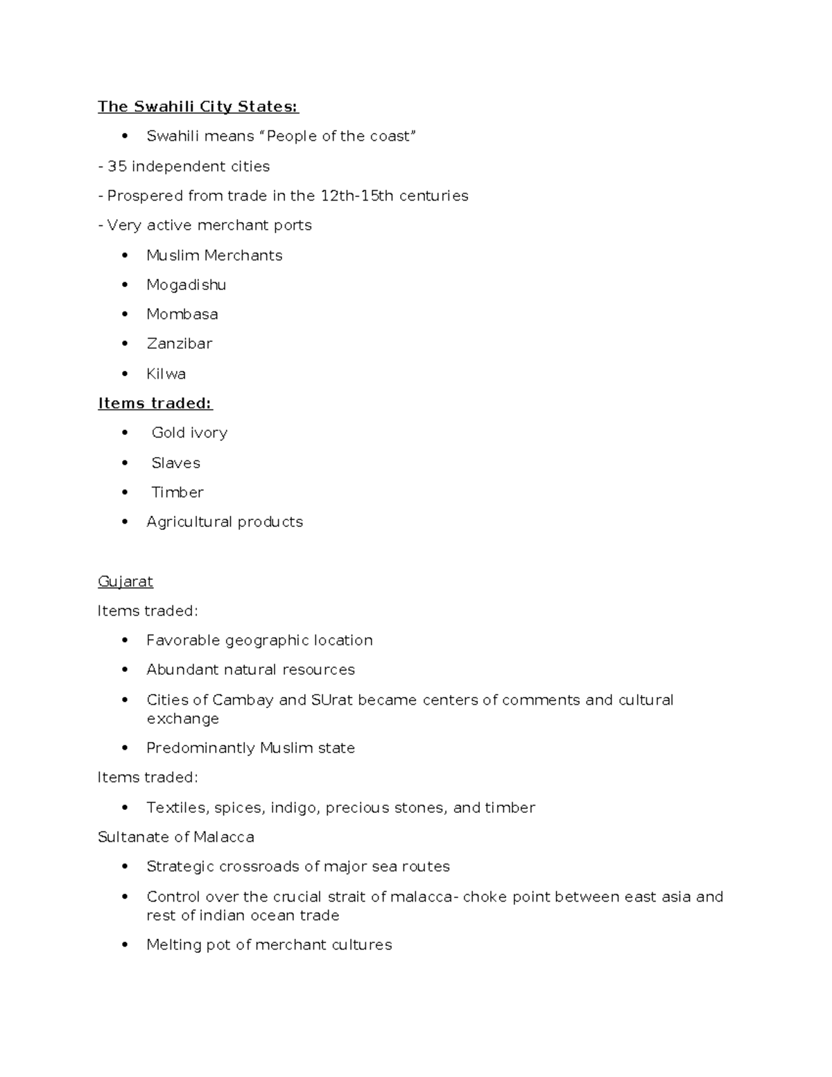 The Swahili City States - Studocu